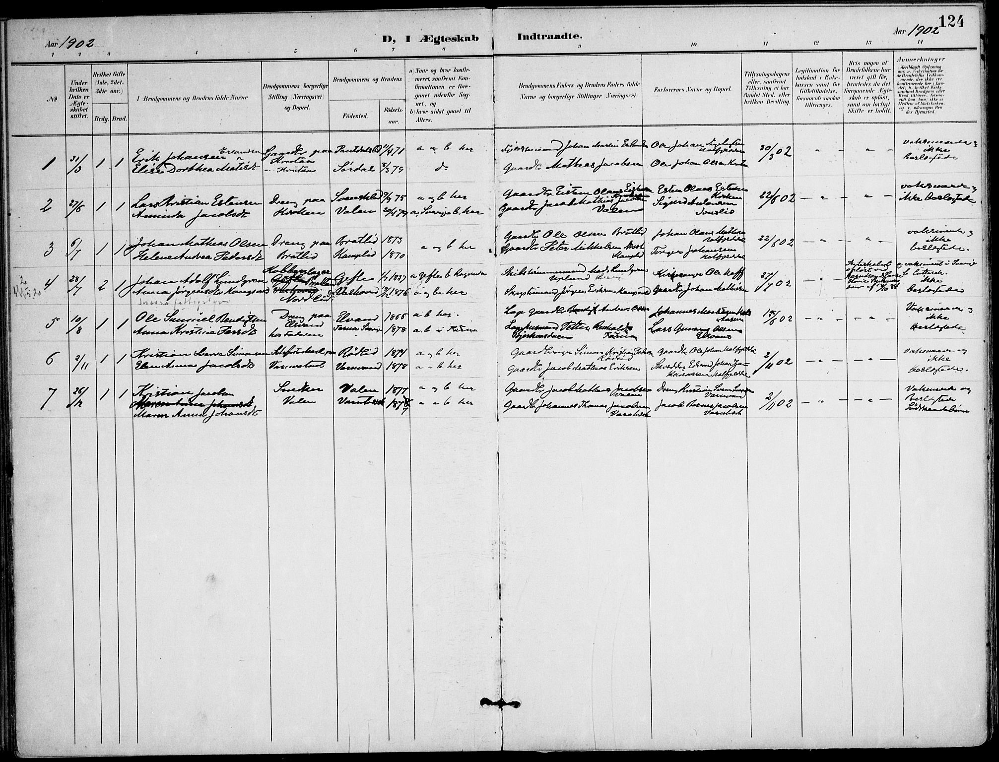 Ministerialprotokoller, klokkerbøker og fødselsregistre - Nordland, AV/SAT-A-1459/823/L0326: Parish register (official) no. 823A03, 1899-1919, p. 124