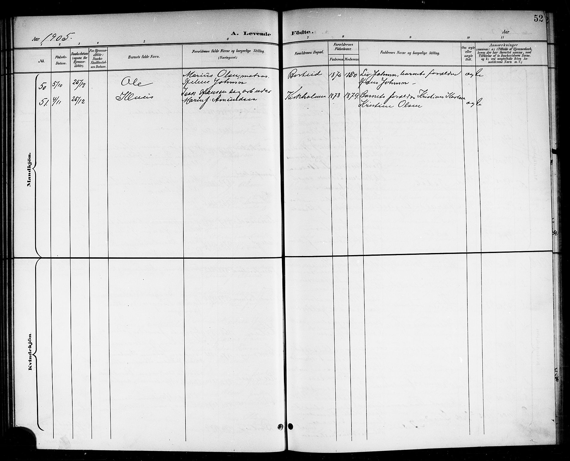 Skåtøy kirkebøker, AV/SAKO-A-304/G/Ga/L0004: Parish register (copy) no. I 4, 1898-1916, p. 52