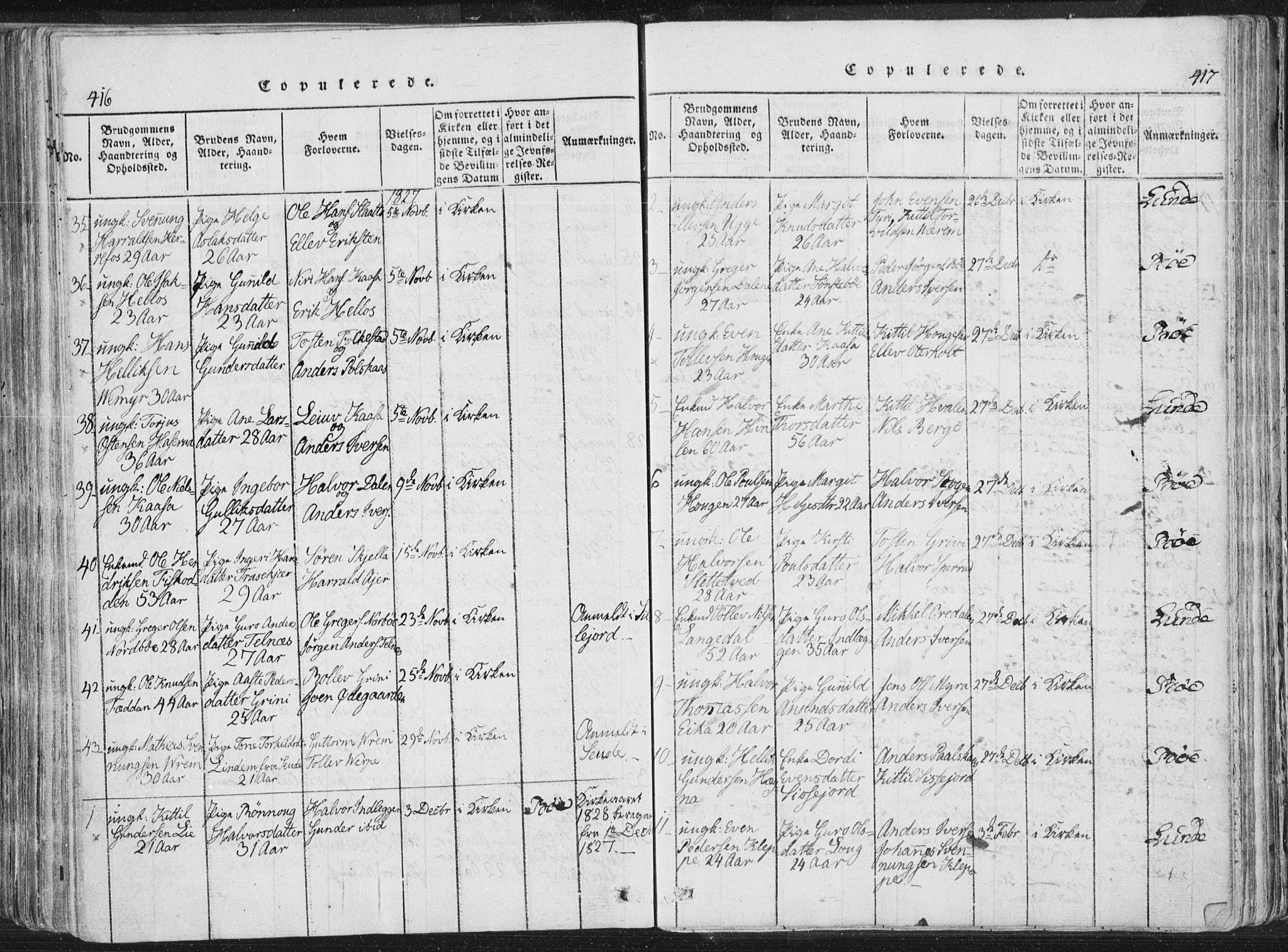 Bø kirkebøker, SAKO/A-257/F/Fa/L0006: Parish register (official) no. 6, 1815-1831, p. 416-417