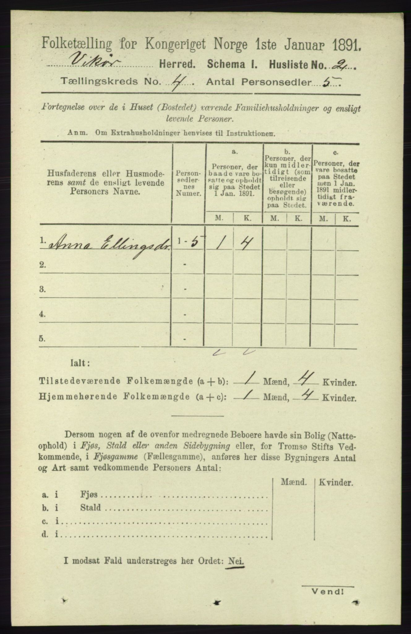 RA, 1891 census for 1238 Vikør, 1891, p. 1036