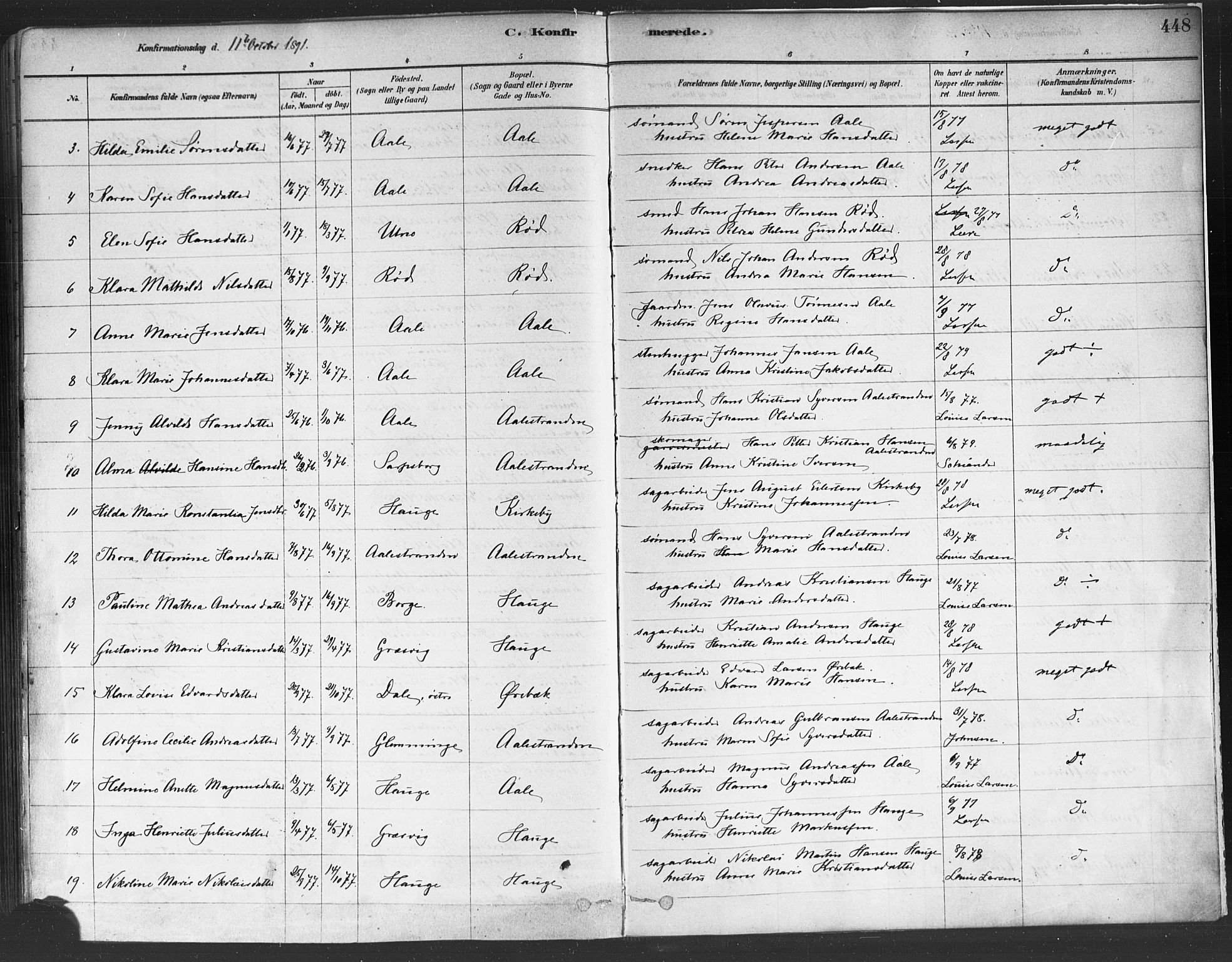 Onsøy prestekontor Kirkebøker, AV/SAO-A-10914/F/Fa/L0005: Parish register (official) no. I 5, 1878-1898, p. 449