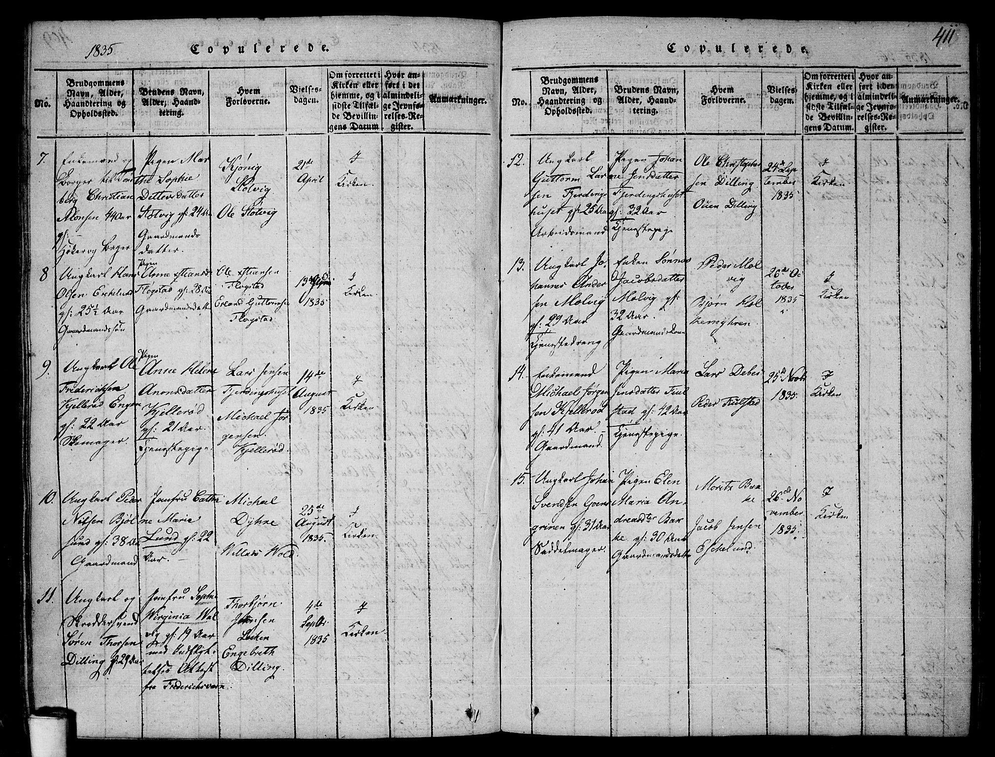 Rygge prestekontor Kirkebøker, AV/SAO-A-10084b/F/Fa/L0003: Parish register (official) no. 3, 1814-1836, p. 410-411