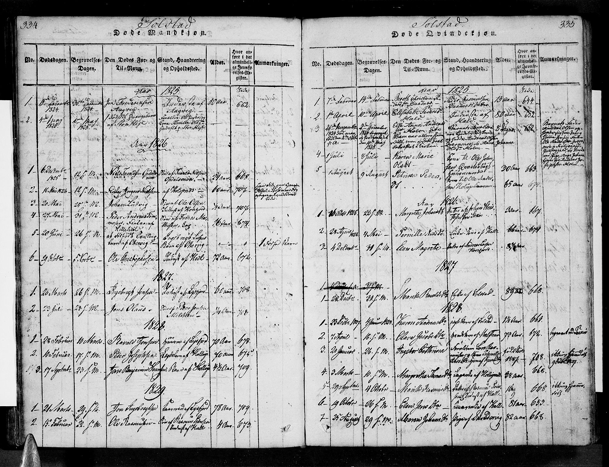 Ministerialprotokoller, klokkerbøker og fødselsregistre - Nordland, AV/SAT-A-1459/810/L0143: Parish register (official) no. 810A06 /2, 1820-1841, p. 334-335