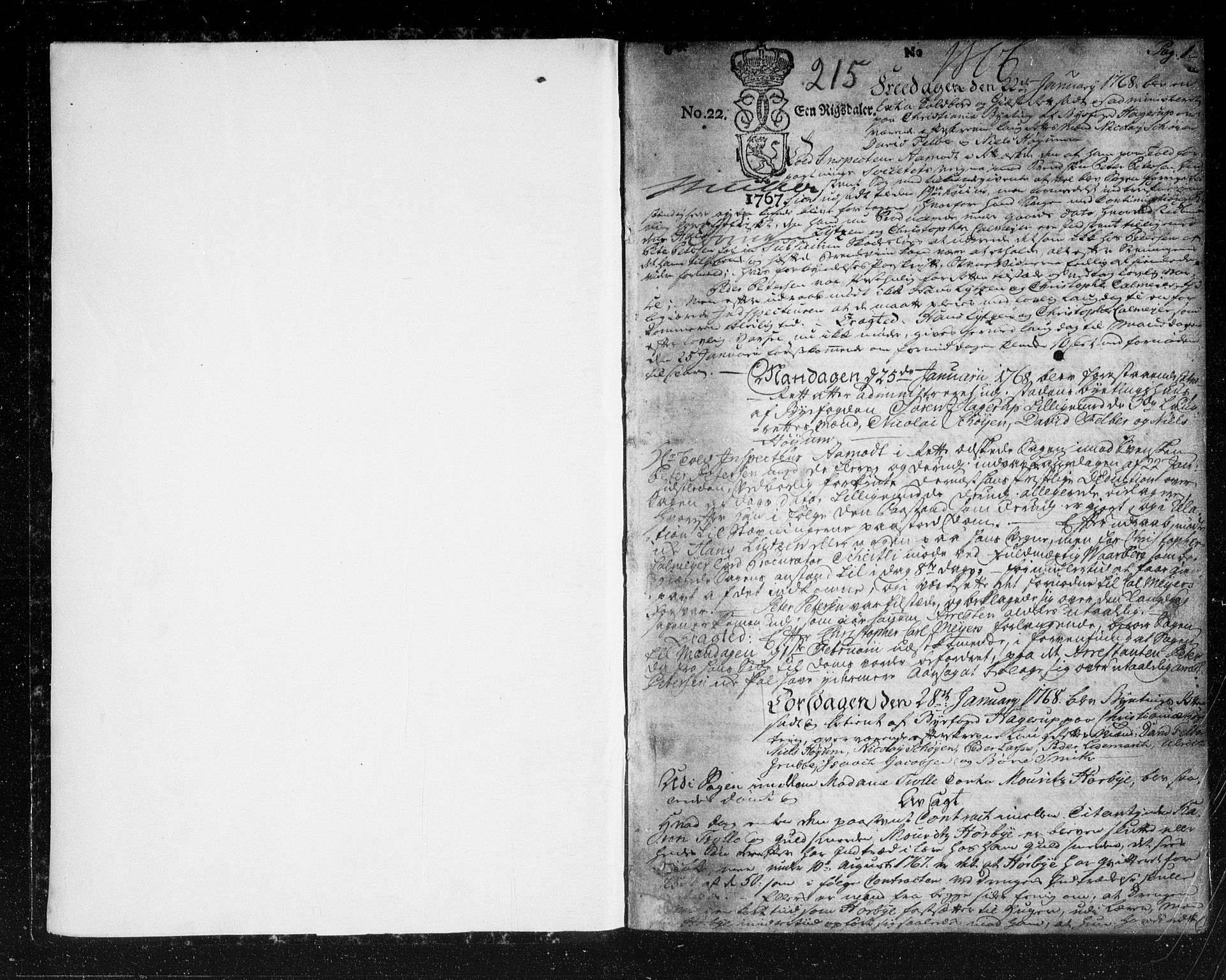 Christiania byfogd, AV/SAO-A-11543/F/Fb/L0067: Tingbok, 1768-1770, p. 0-1