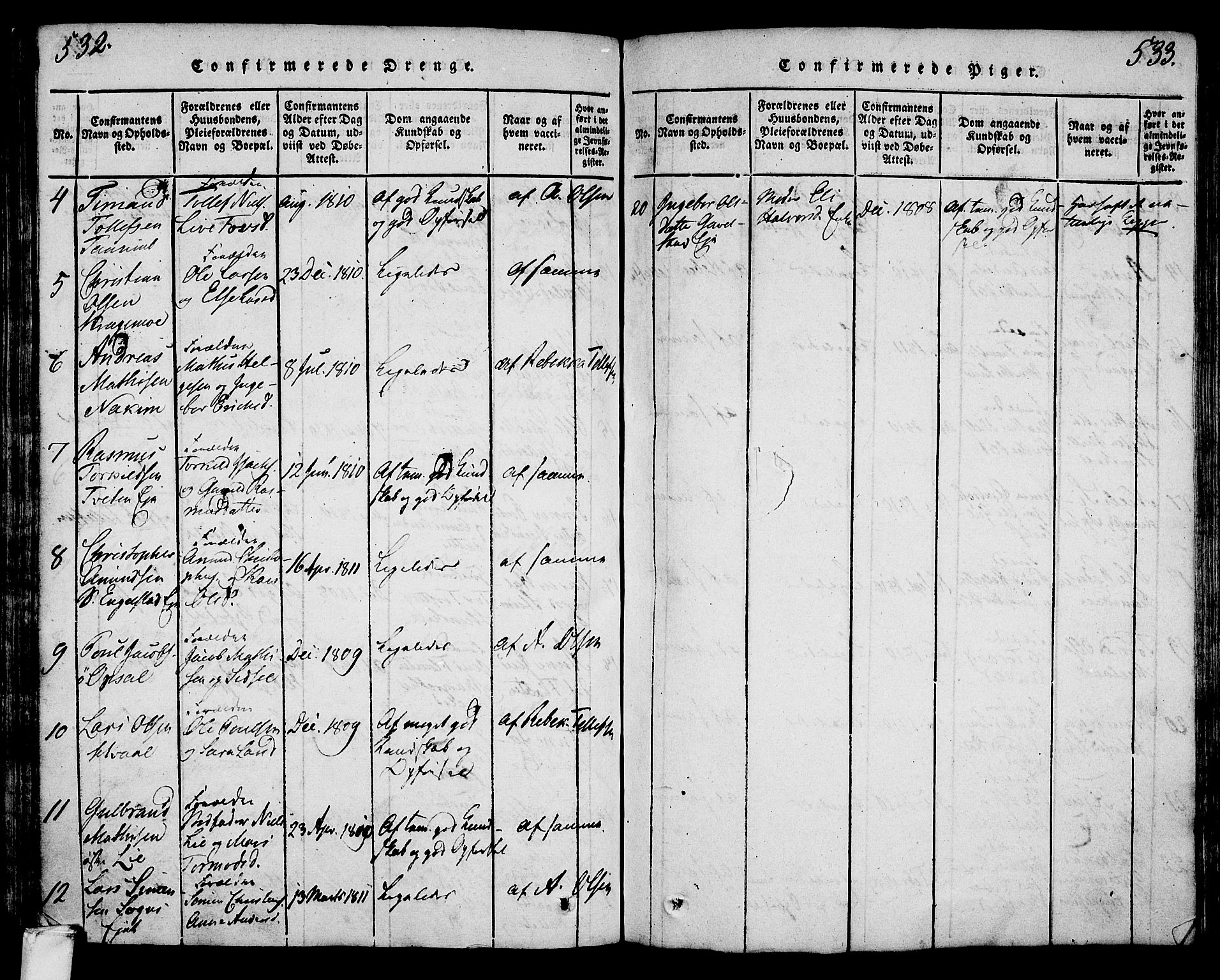 Lardal kirkebøker, AV/SAKO-A-350/F/Fa/L0005: Parish register (official) no. I 5, 1814-1835, p. 532-533