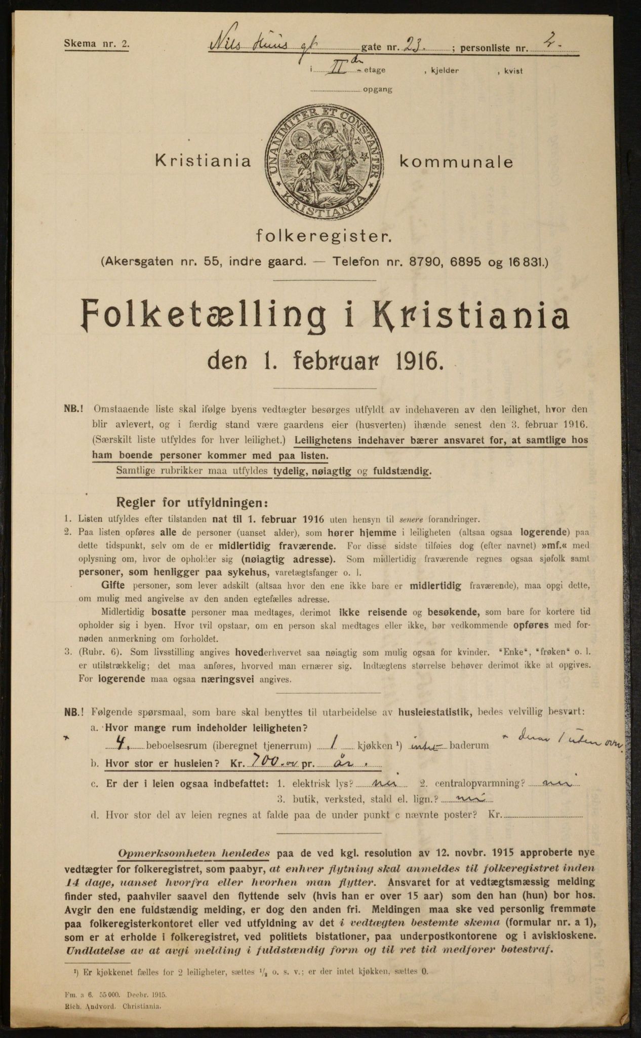 OBA, Municipal Census 1916 for Kristiania, 1916, p. 72904