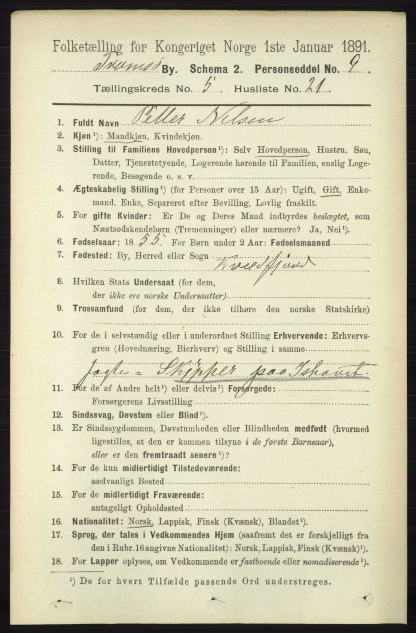 RA, 1891 census for 1902 Tromsø, 1891, p. 5122