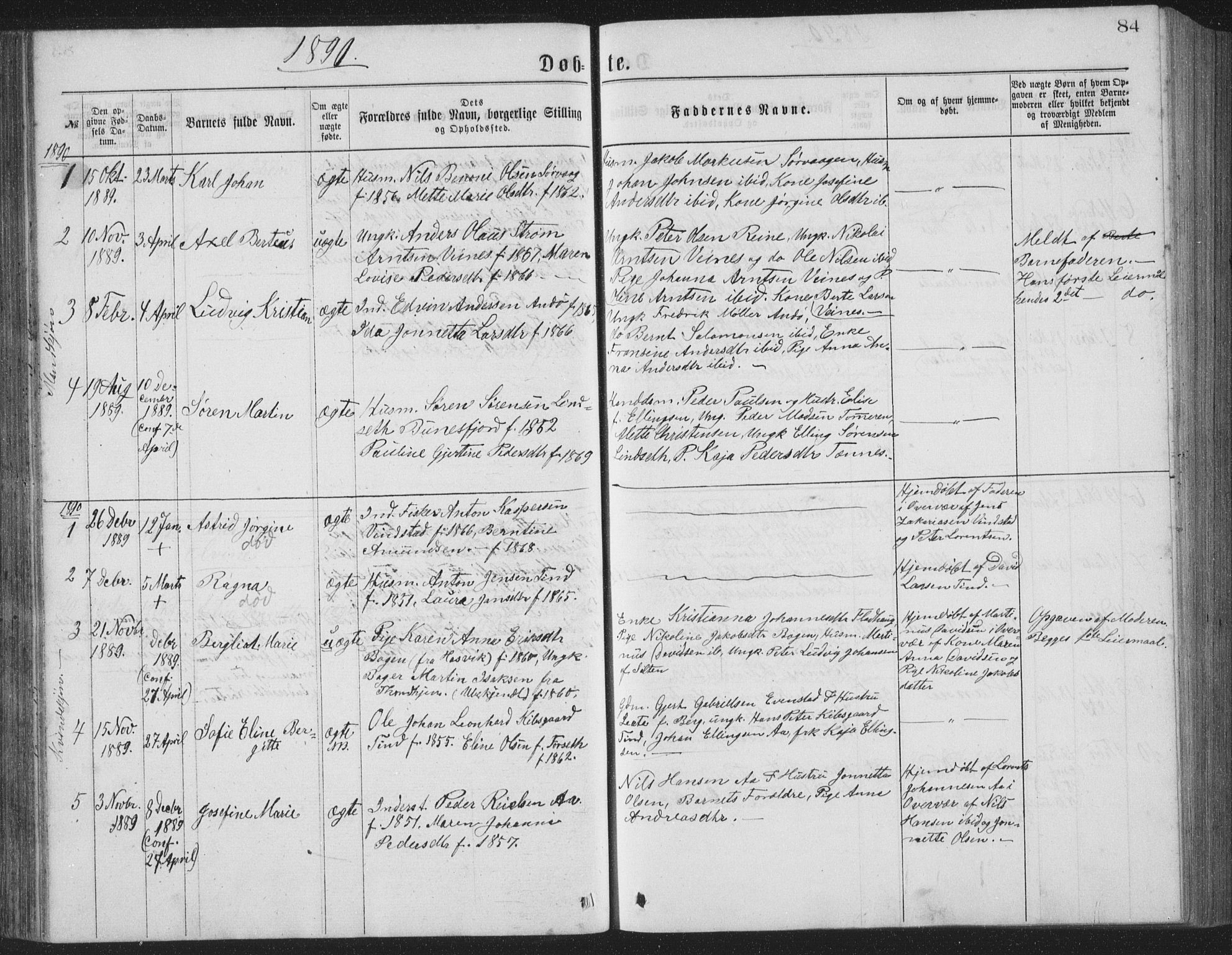 Ministerialprotokoller, klokkerbøker og fødselsregistre - Nordland, AV/SAT-A-1459/886/L1225: Parish register (copy) no. 886C02, 1874-1896, p. 84