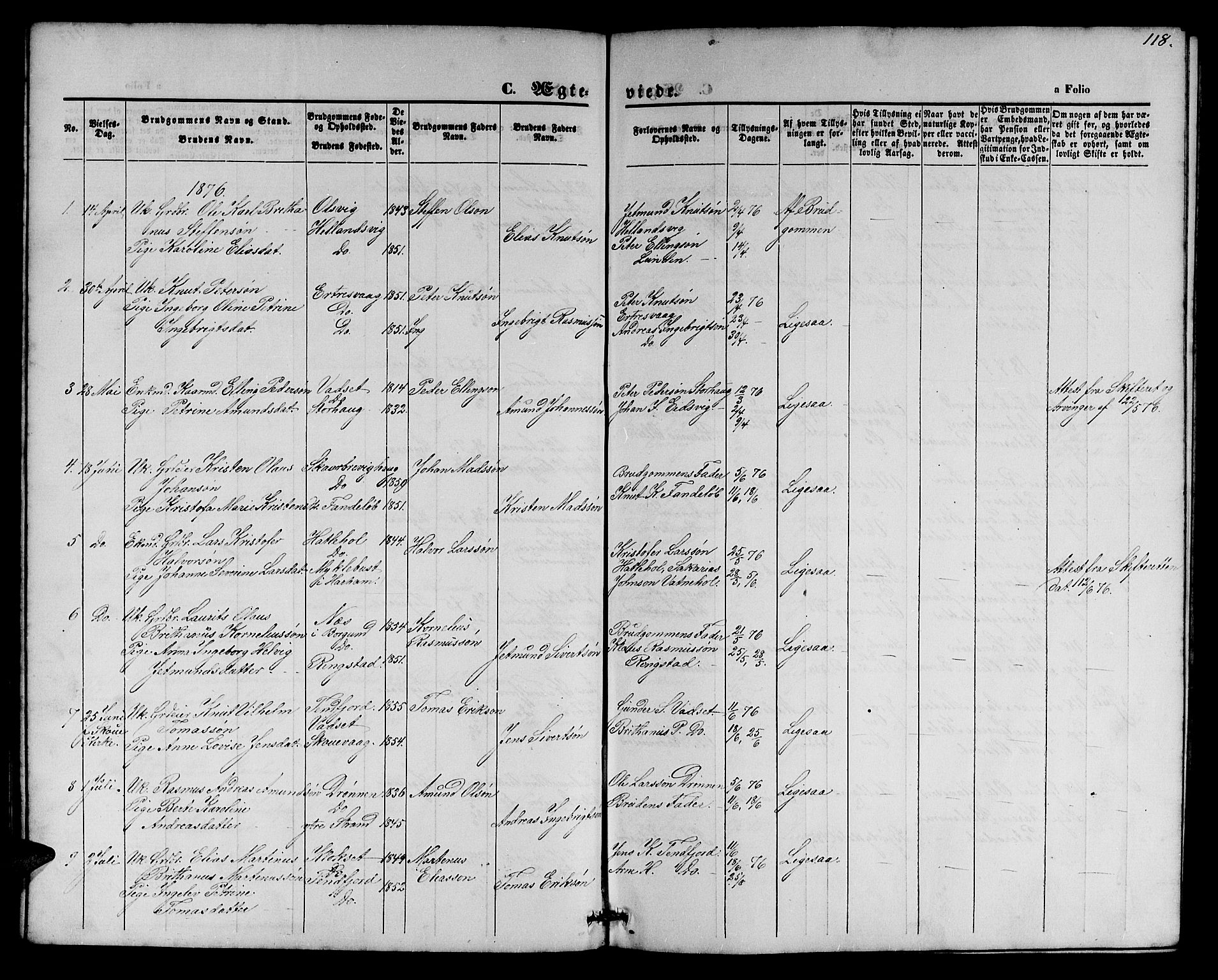 Ministerialprotokoller, klokkerbøker og fødselsregistre - Møre og Romsdal, AV/SAT-A-1454/525/L0375: Parish register (copy) no. 525C01, 1865-1879, p. 118