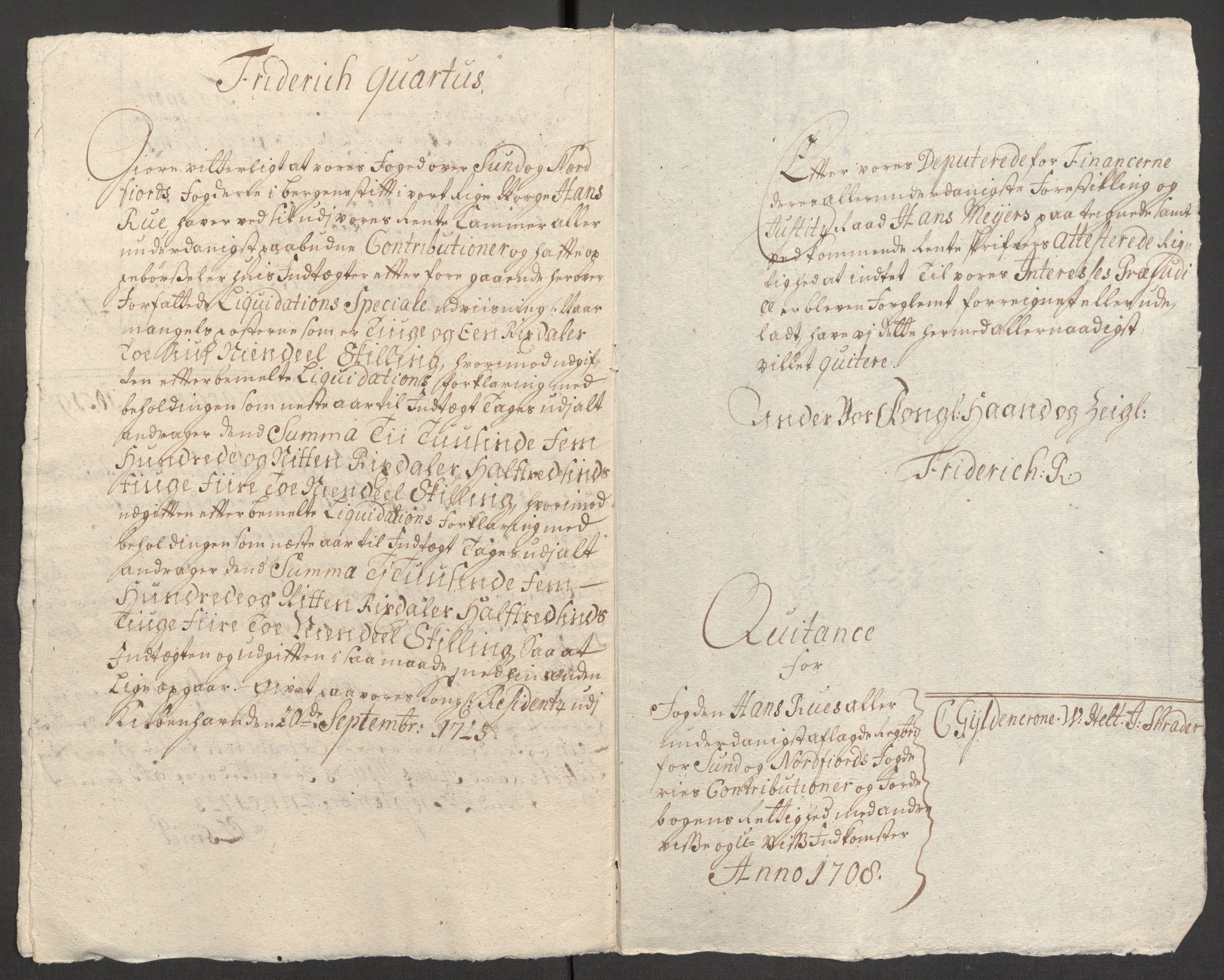 Rentekammeret inntil 1814, Reviderte regnskaper, Fogderegnskap, AV/RA-EA-4092/R53/L3431: Fogderegnskap Sunn- og Nordfjord, 1708, p. 30