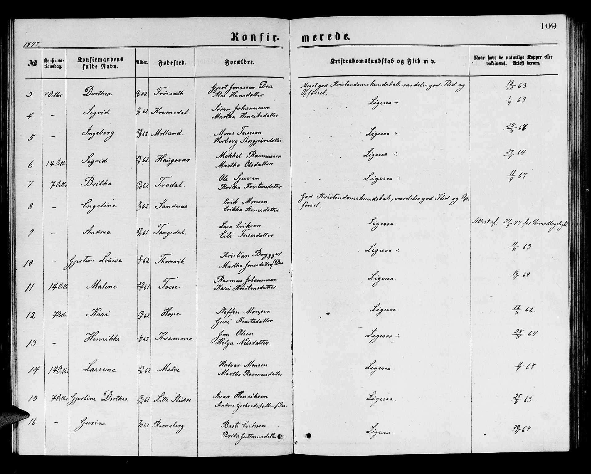 Masfjorden Sokneprestembete, AV/SAB-A-77001: Parish register (copy) no. A 2, 1876-1891, p. 109