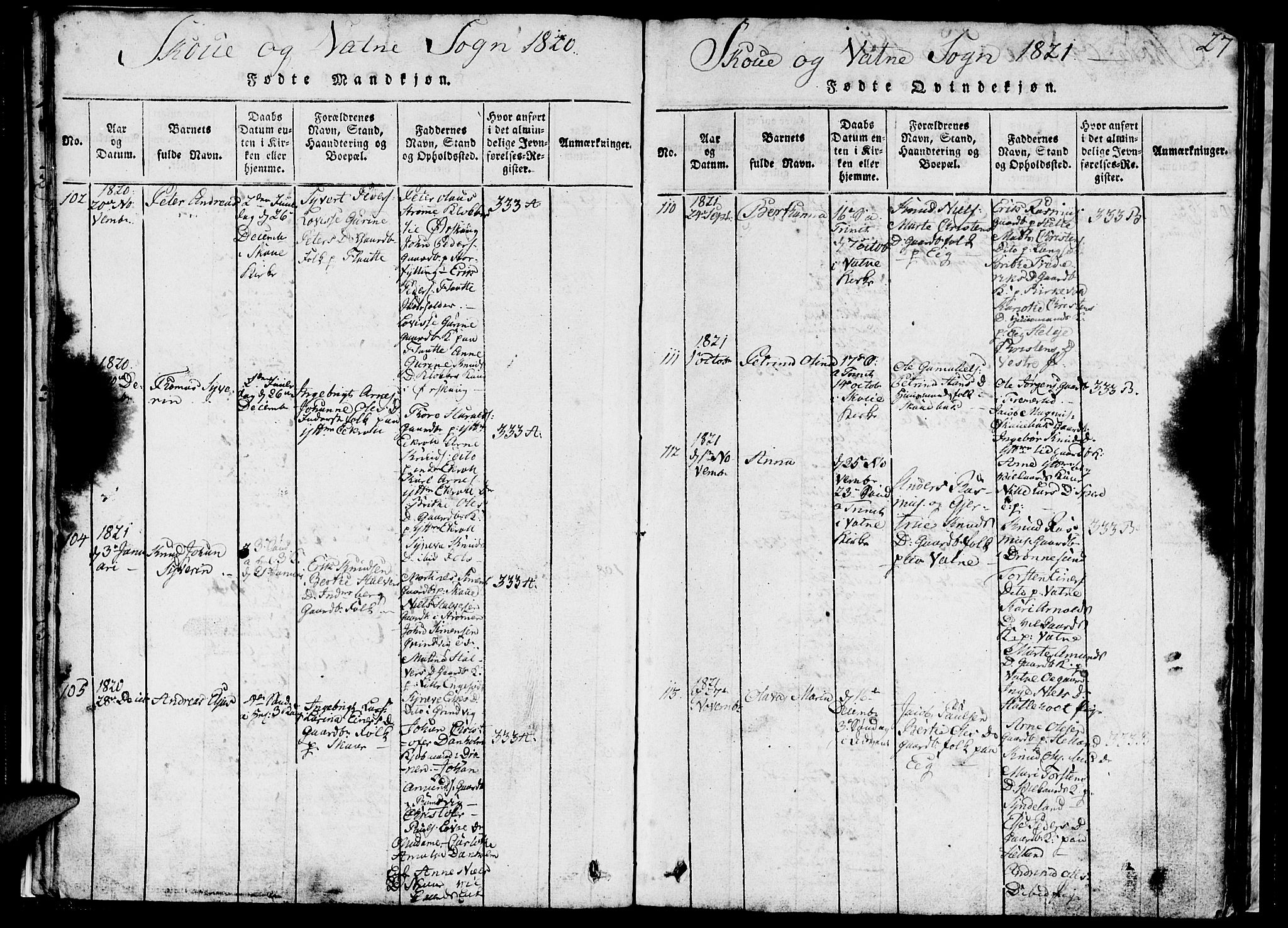 Ministerialprotokoller, klokkerbøker og fødselsregistre - Møre og Romsdal, AV/SAT-A-1454/524/L0360: Parish register (copy) no. 524C01, 1816-1830, p. 27