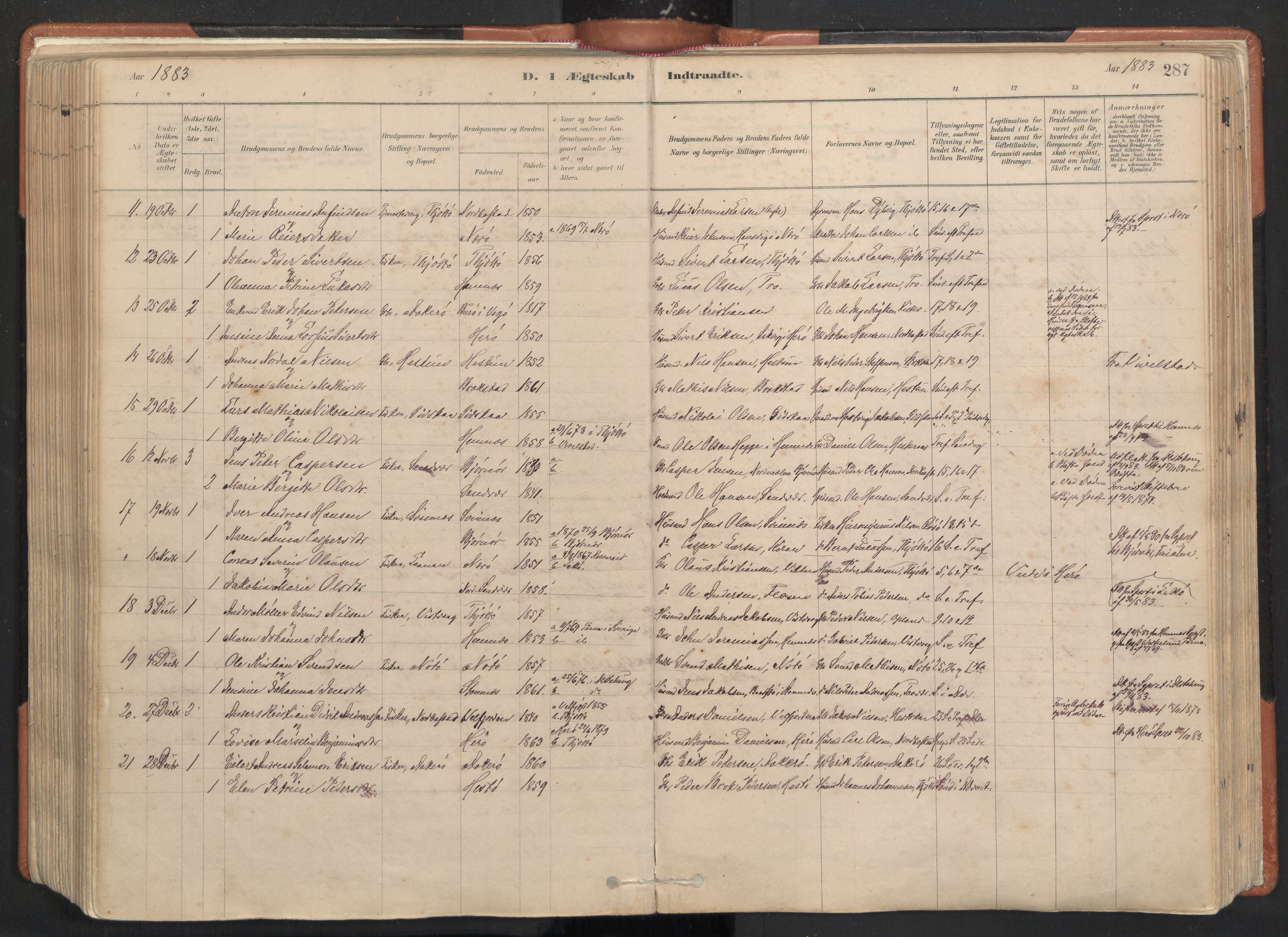 Ministerialprotokoller, klokkerbøker og fødselsregistre - Nordland, AV/SAT-A-1459/817/L0264: Parish register (official) no. 817A04, 1878-1907, p. 287