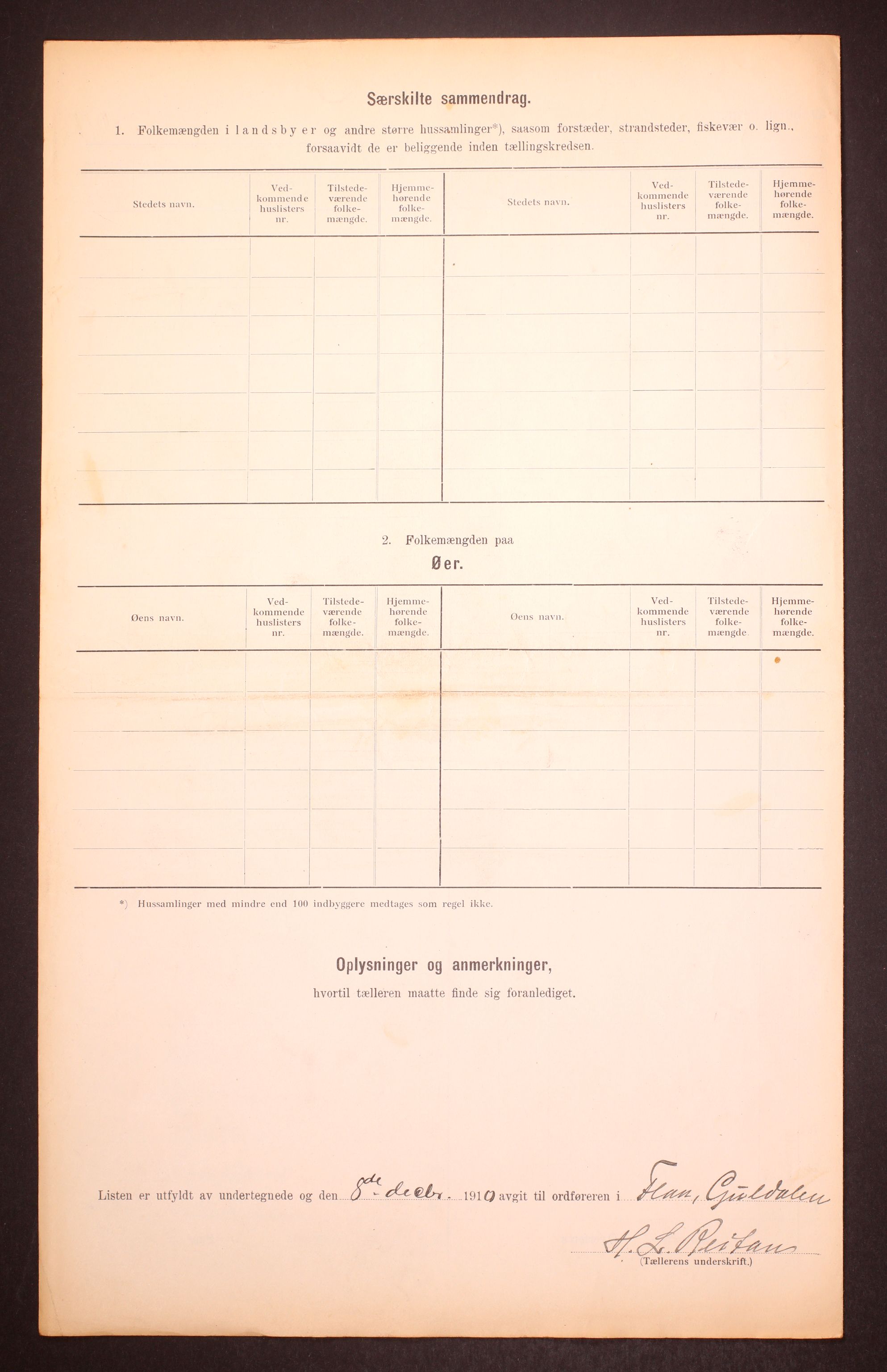 RA, 1910 census for Flå, 1910, p. 6