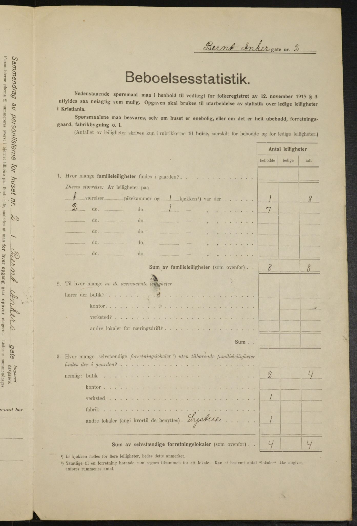 OBA, Municipal Census 1916 for Kristiania, 1916, p. 4628