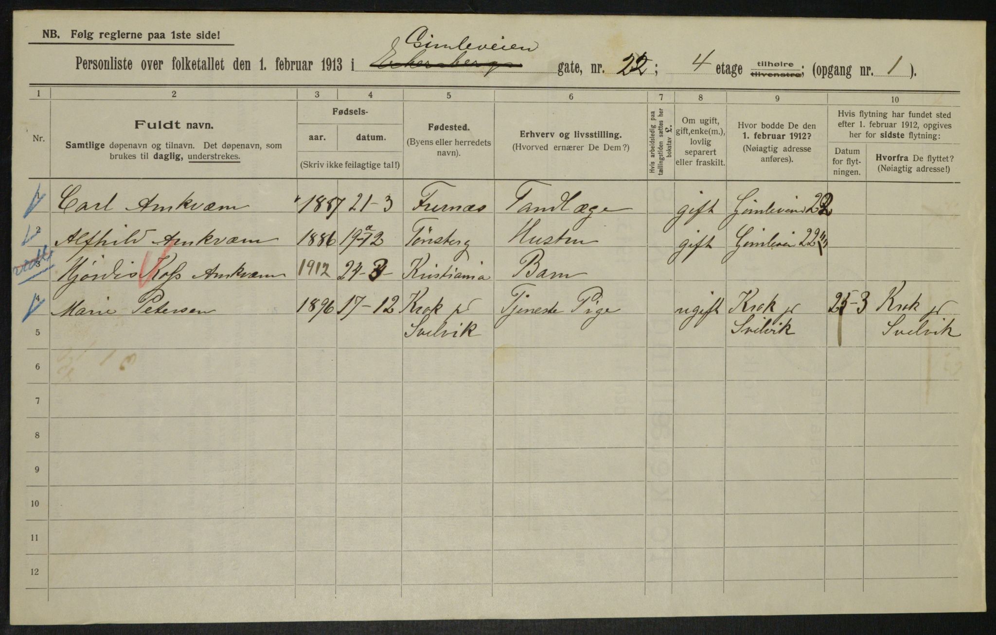 OBA, Municipal Census 1913 for Kristiania, 1913, p. 29387