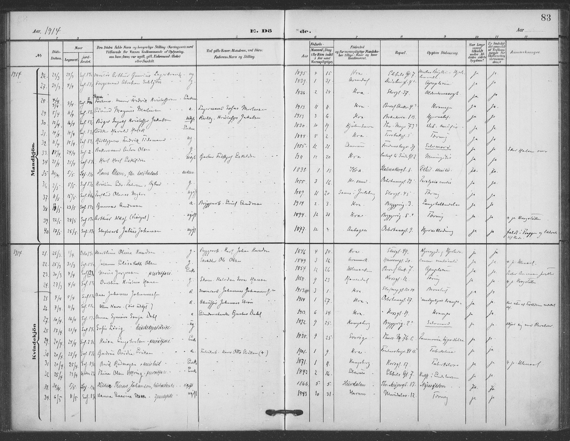 Jakob prestekontor Kirkebøker, AV/SAO-A-10850/F/Fa/L0011: Parish register (official) no. 11, 1906-1920, p. 83