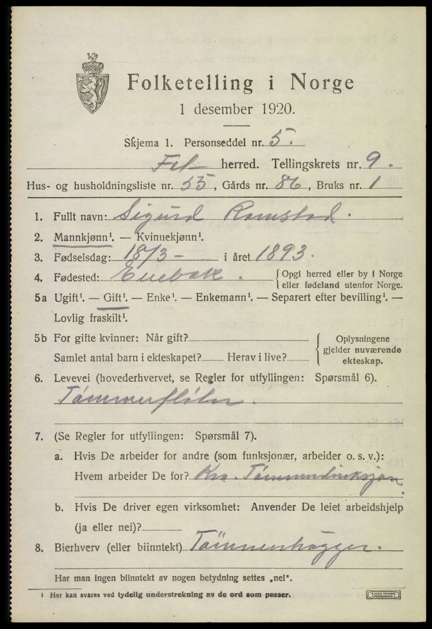 SAO, 1920 census for Fet, 1920, p. 10038