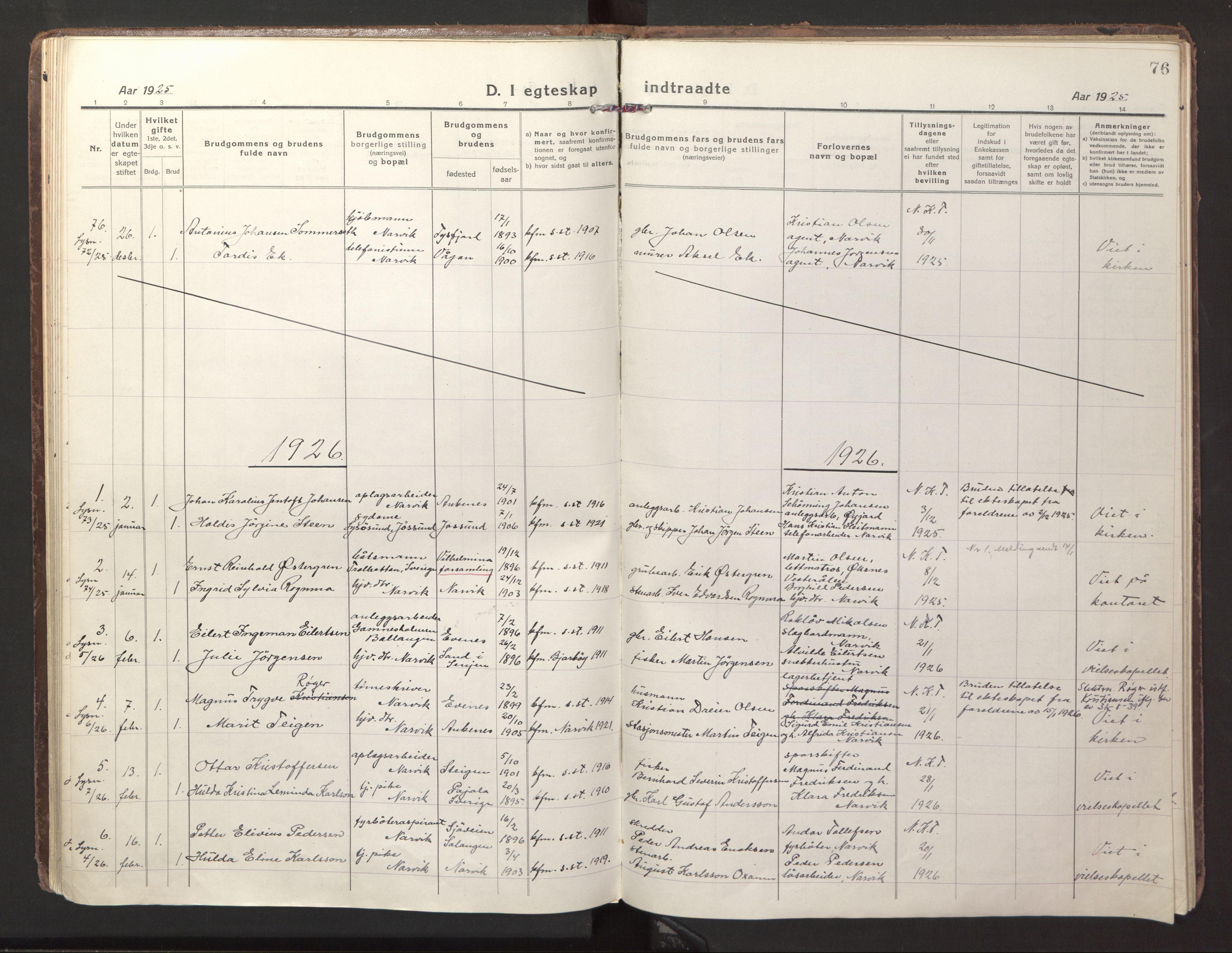 Ministerialprotokoller, klokkerbøker og fødselsregistre - Nordland, SAT/A-1459/871/L1002: Parish register (official) no. 871A18, 1917-1926, p. 76
