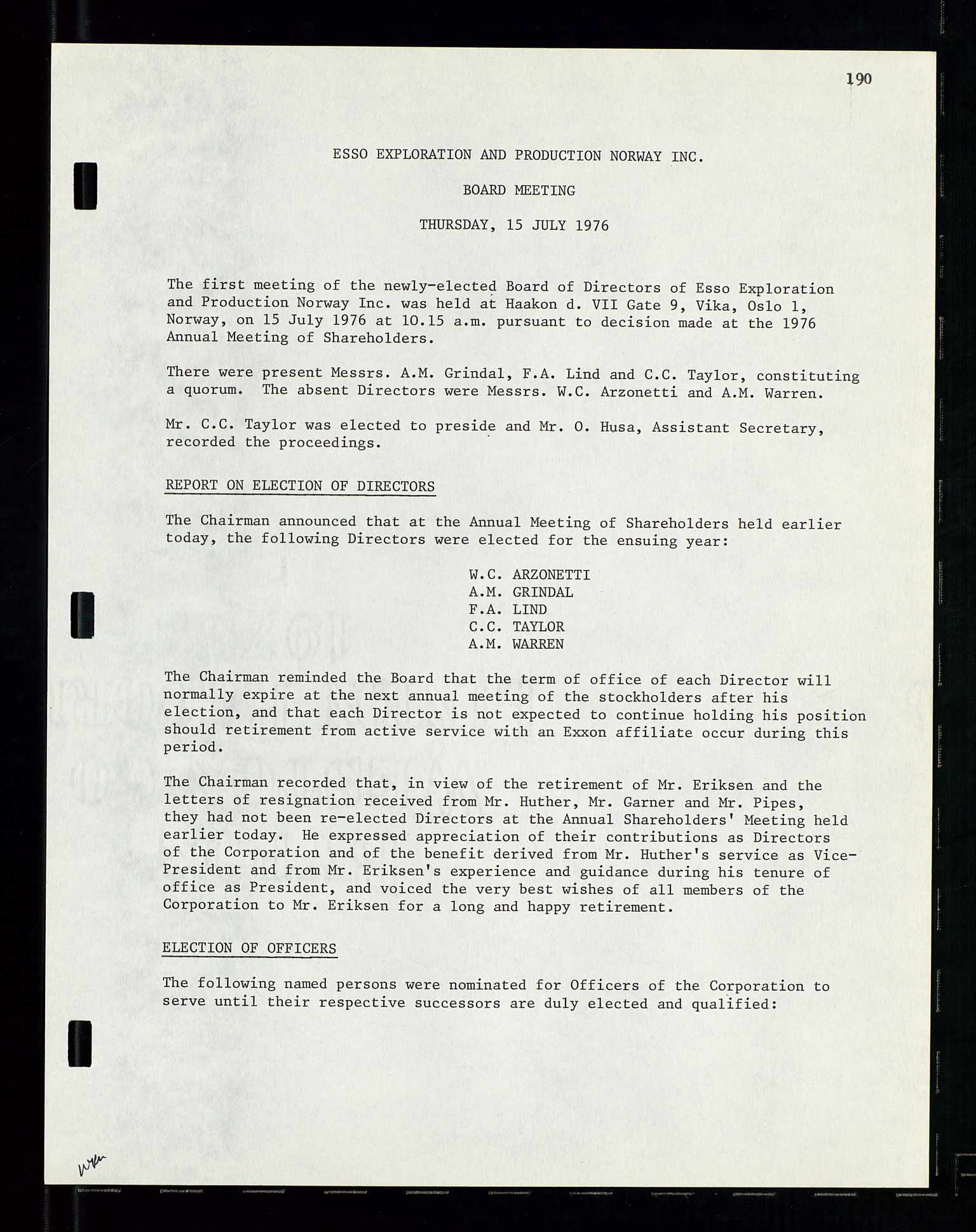 Pa 1512 - Esso Exploration and Production Norway Inc., SAST/A-101917/A/Aa/L0001/0002: Styredokumenter / Corporate records, Board meeting minutes, Agreements, Stocholder meetings, 1975-1979, p. 40