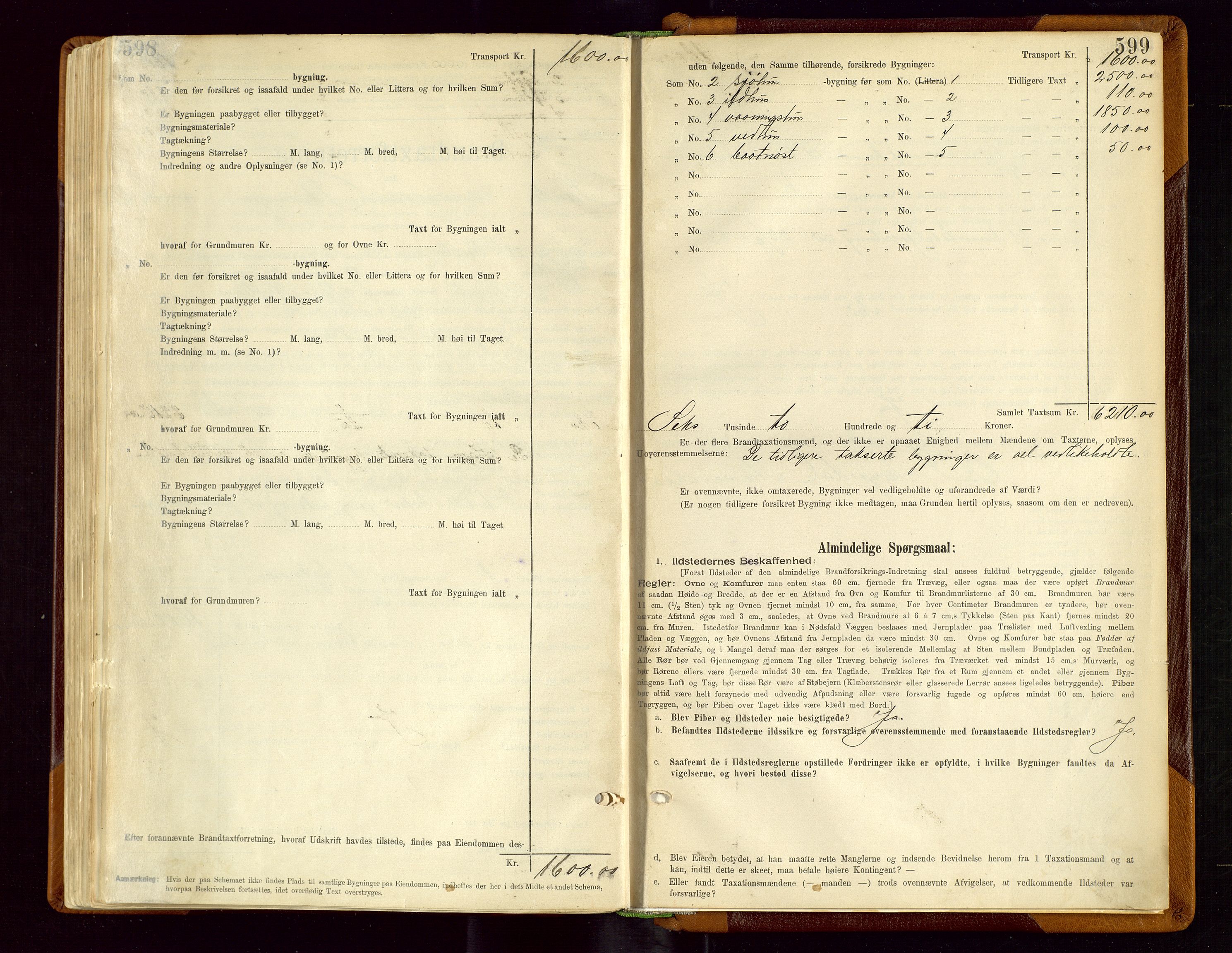 Sauda lensmannskontor, SAST/A-100177/Gob/L0001: Branntakstprotokoll - skjematakst, 1894-1914, p. 598-599
