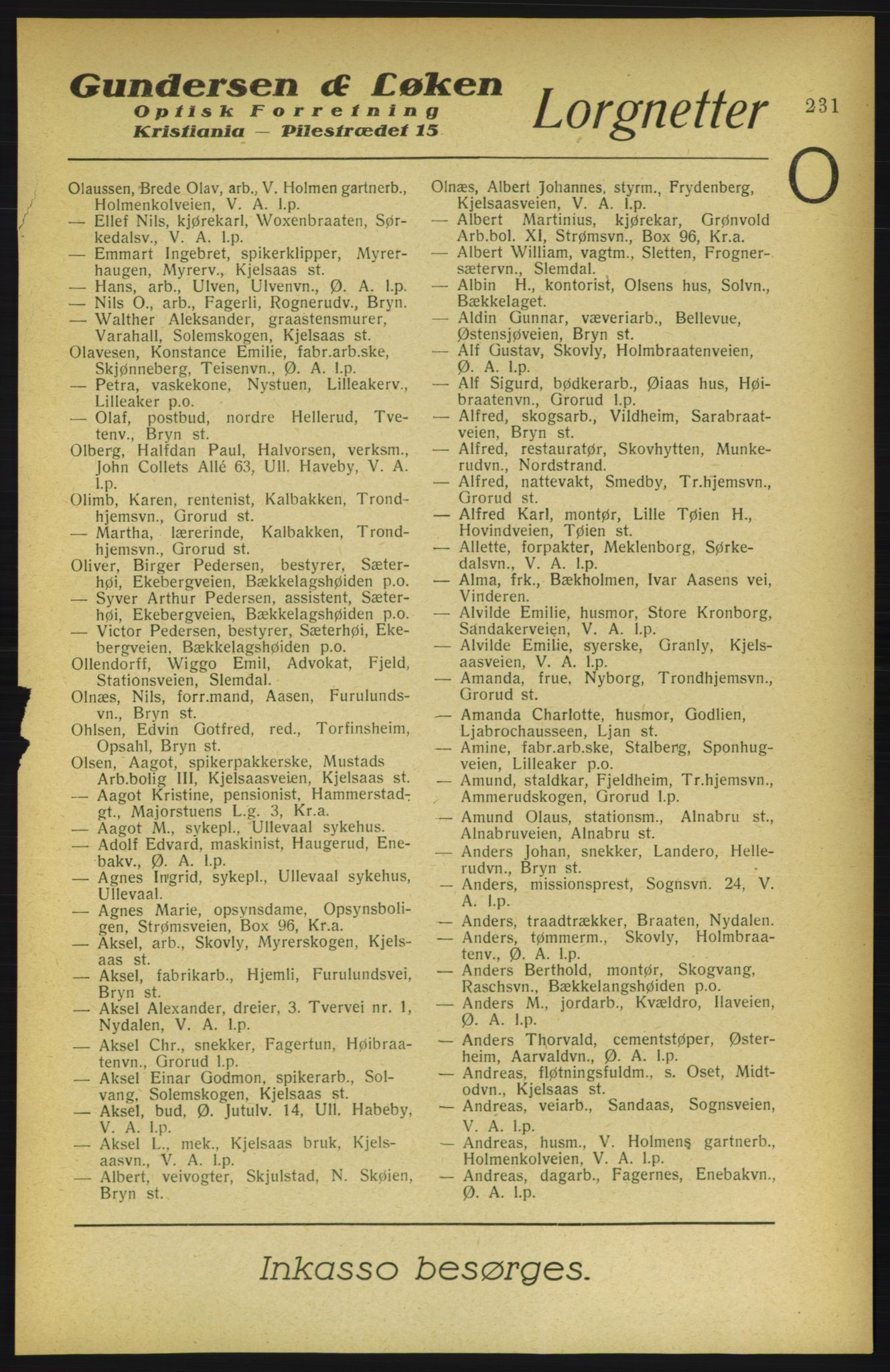 Aker adressebok/adressekalender, PUBL/001/A/002: Akers adressekalender, 1922, p. 231