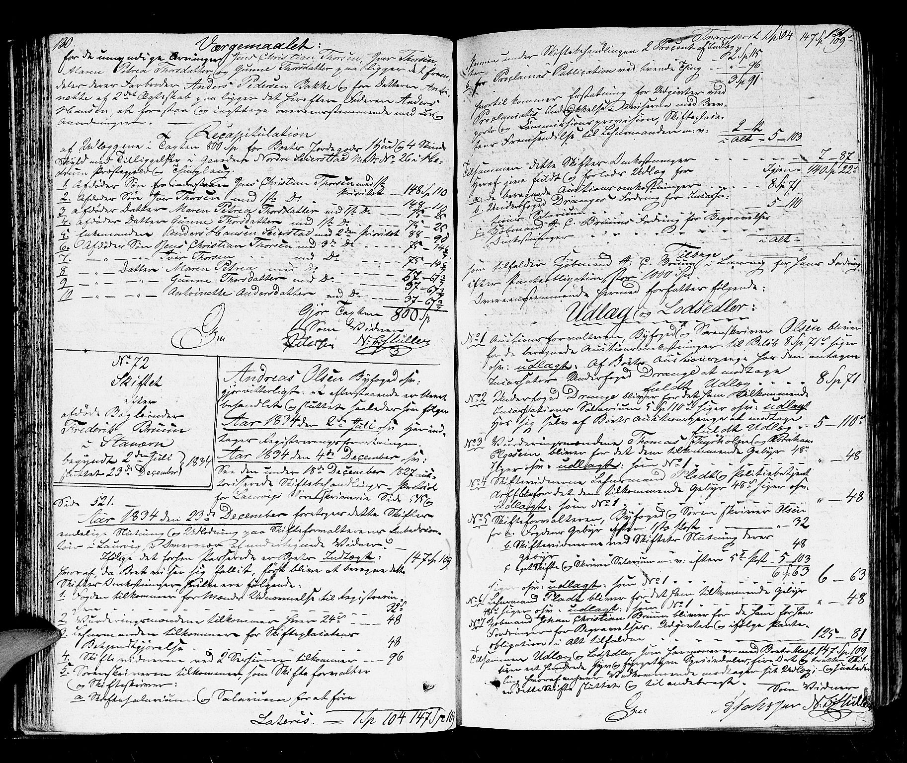 Larvik sorenskriveri, AV/SAKO-A-83/H/Hd/Hdd/L0001: Skifteutlodningsprotokoll, 1834-1842, p. 130-131