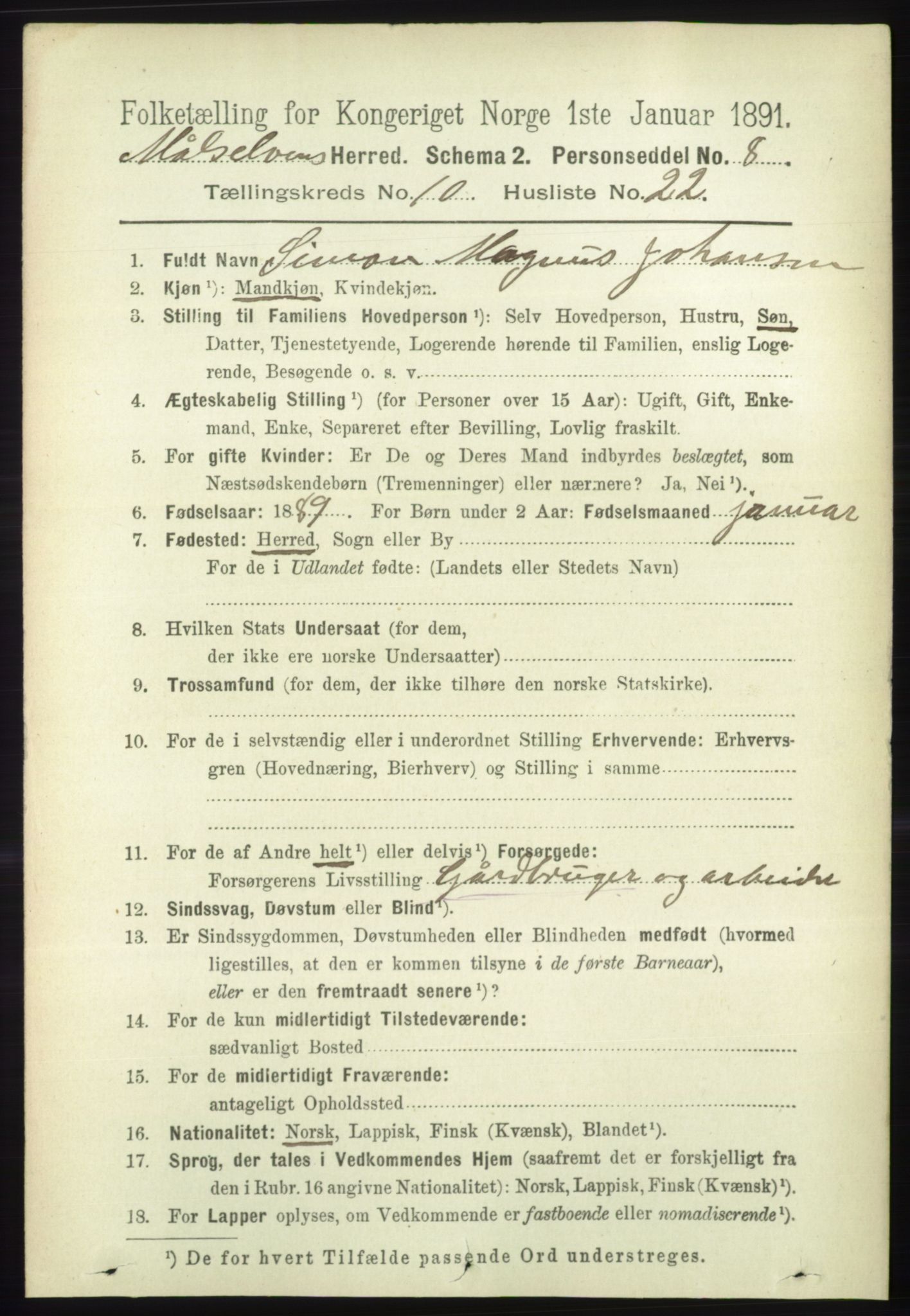 RA, 1891 census for 1924 Målselv, 1891, p. 3170