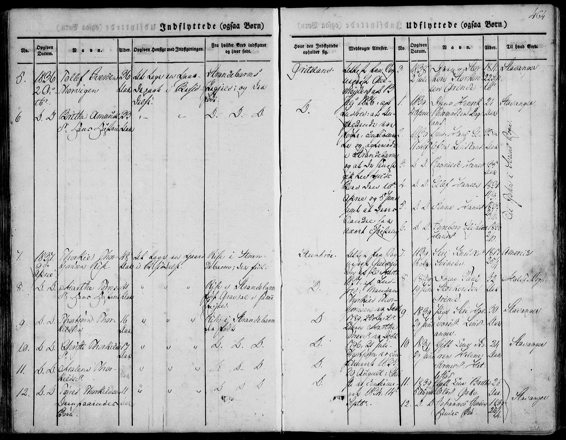Skjold sokneprestkontor, SAST/A-101847/H/Ha/Haa/L0006: Parish register (official) no. A 6.2, 1835-1858, p. 464