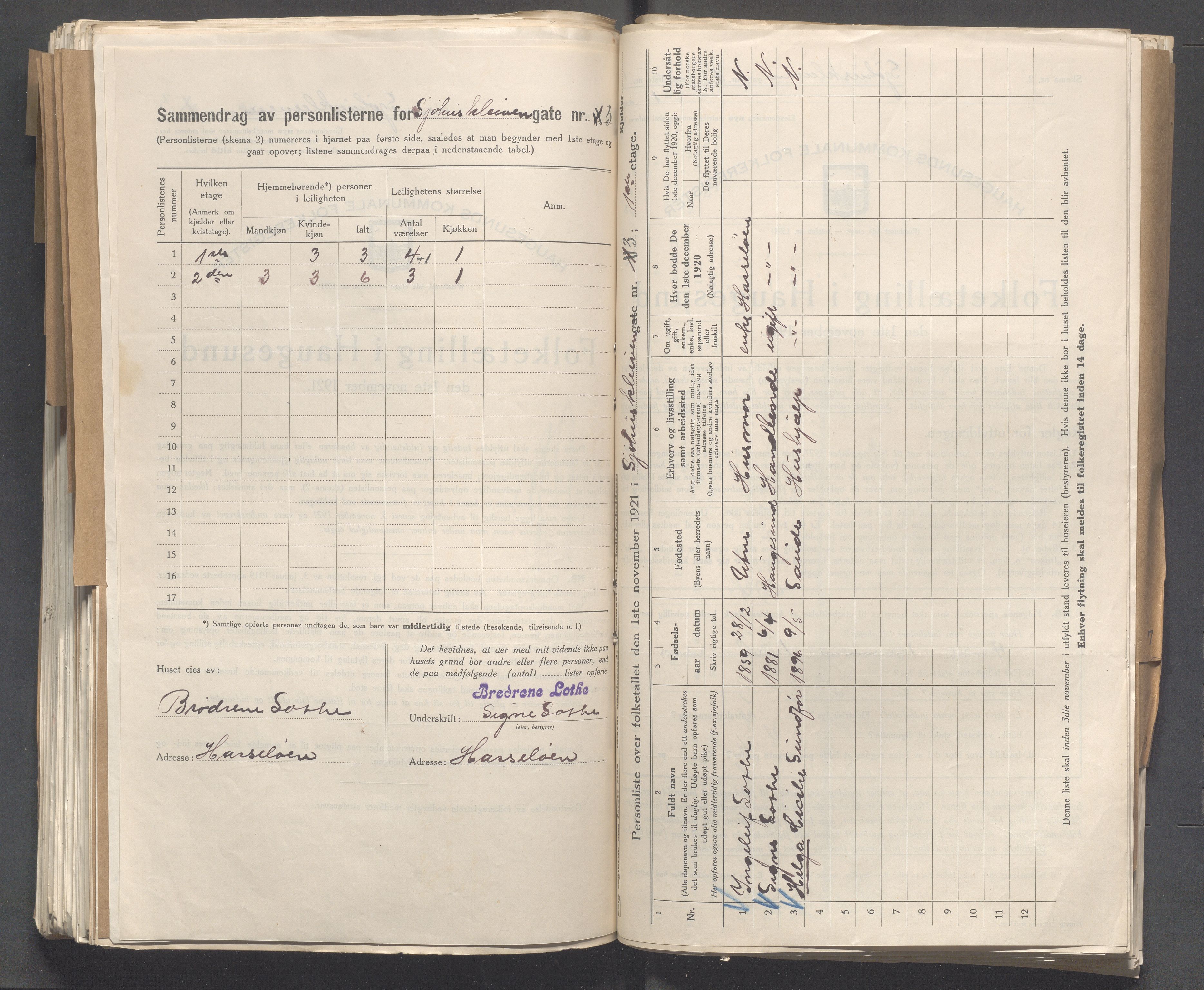 IKAR, Local census 1.11.1921 for Haugesund, 1921, p. 6553