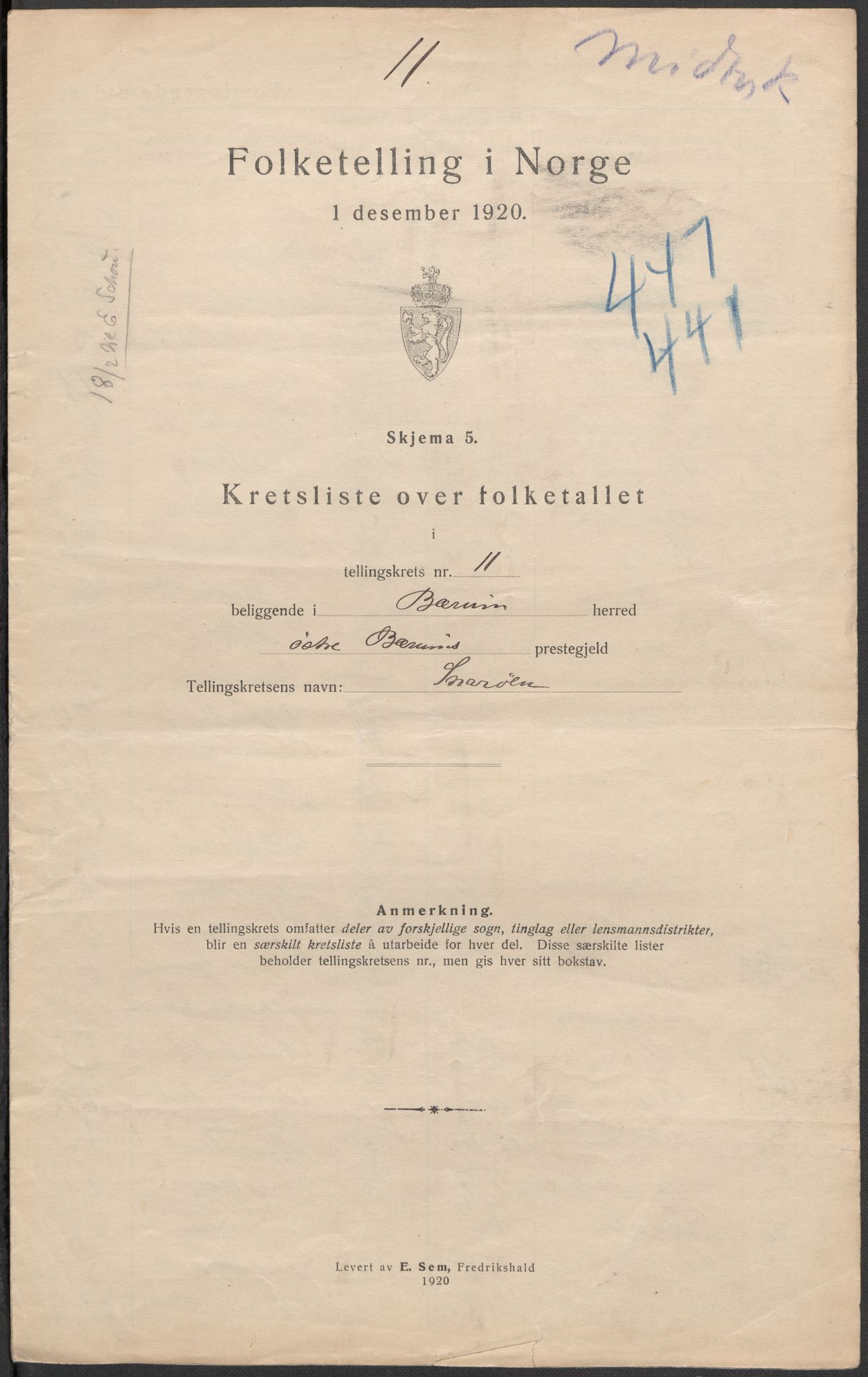 SAO, 1920 census for Bærum, 1920, p. 49
