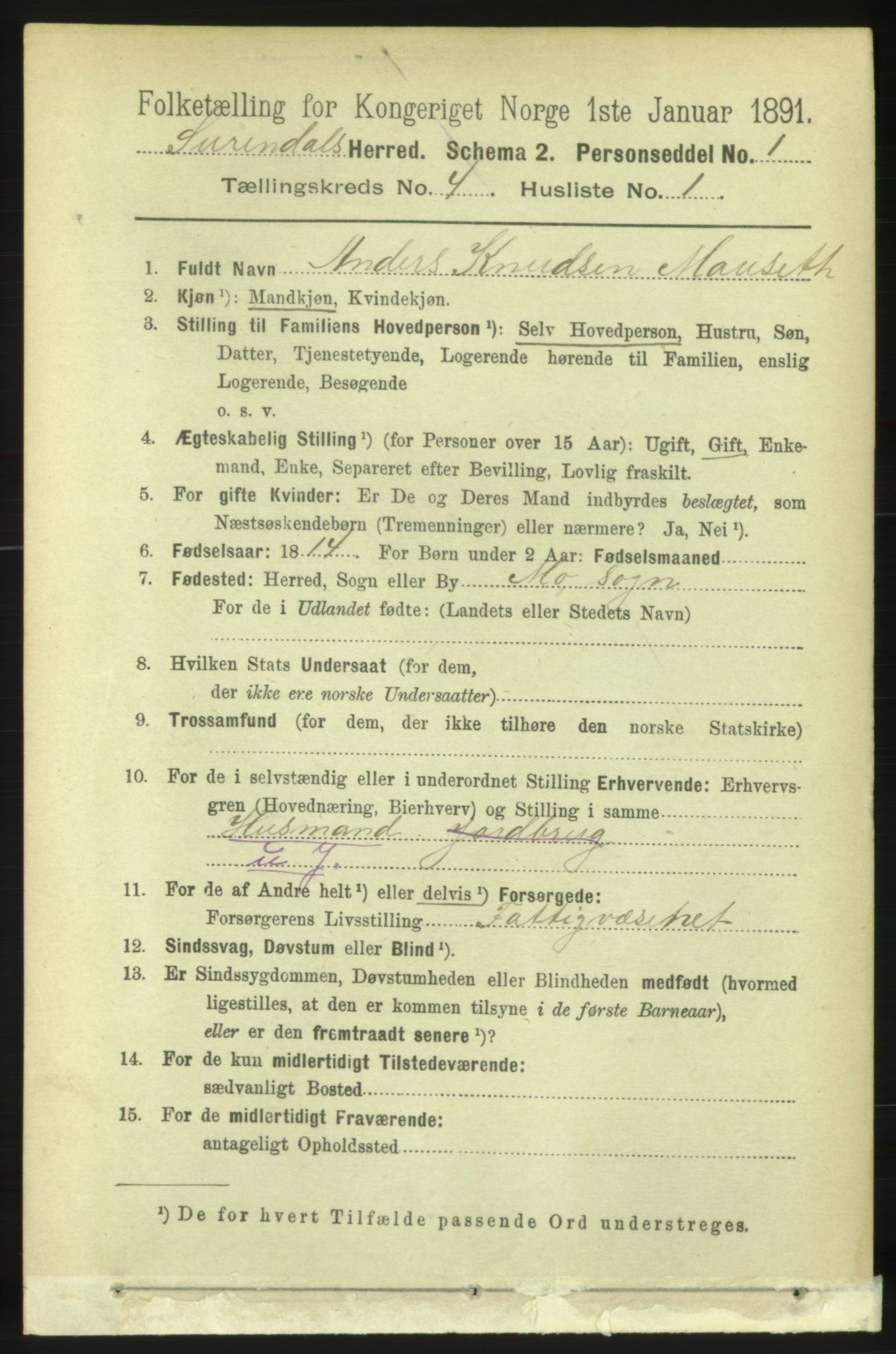 RA, 1891 census for 1566 Surnadal, 1891, p. 1063