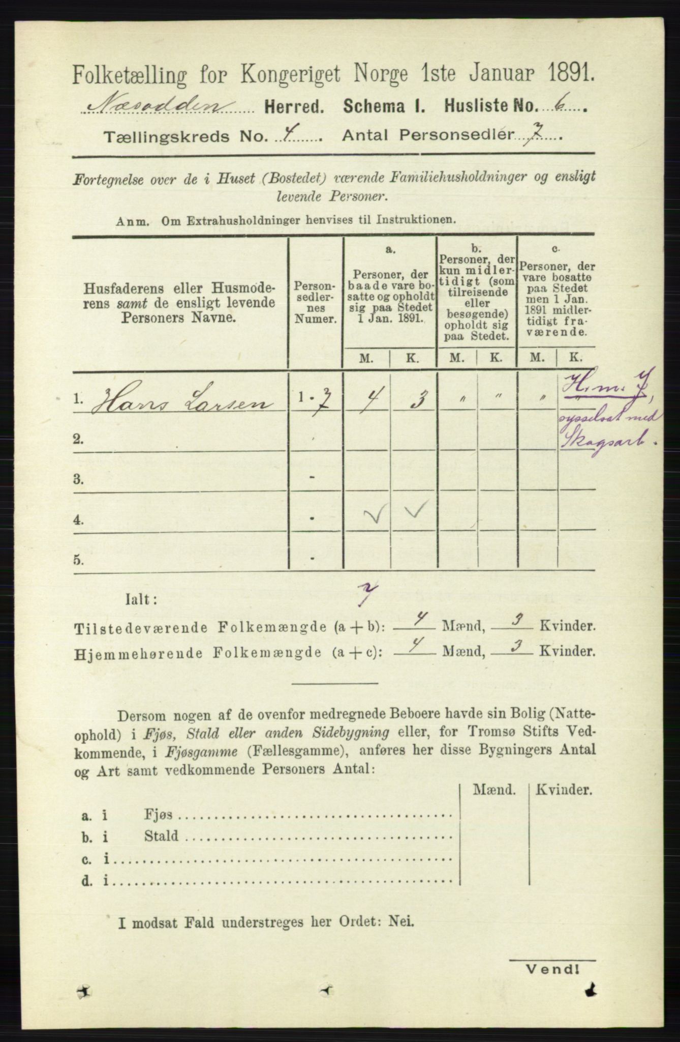 RA, 1891 census for 0216 Nesodden, 1891, p. 1652