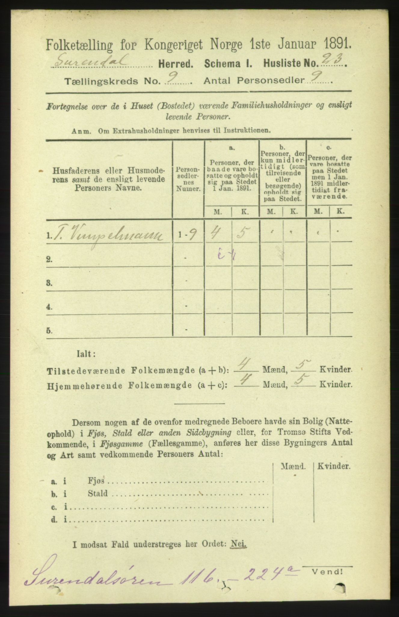 RA, 1891 census for 1566 Surnadal, 1891, p. 2338