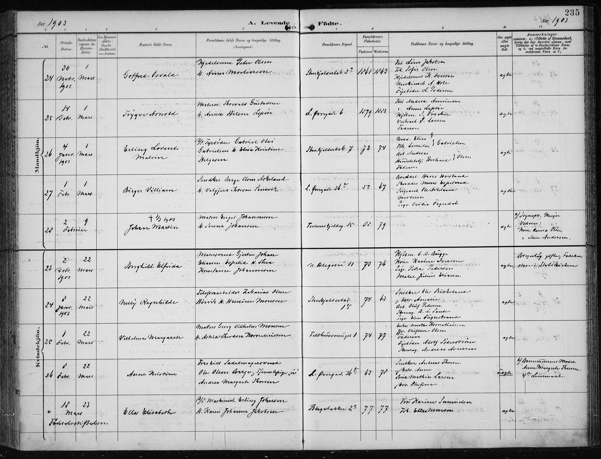 Korskirken sokneprestembete, AV/SAB-A-76101/H/Hab: Parish register (copy) no. B 10, 1896-1905, p. 235