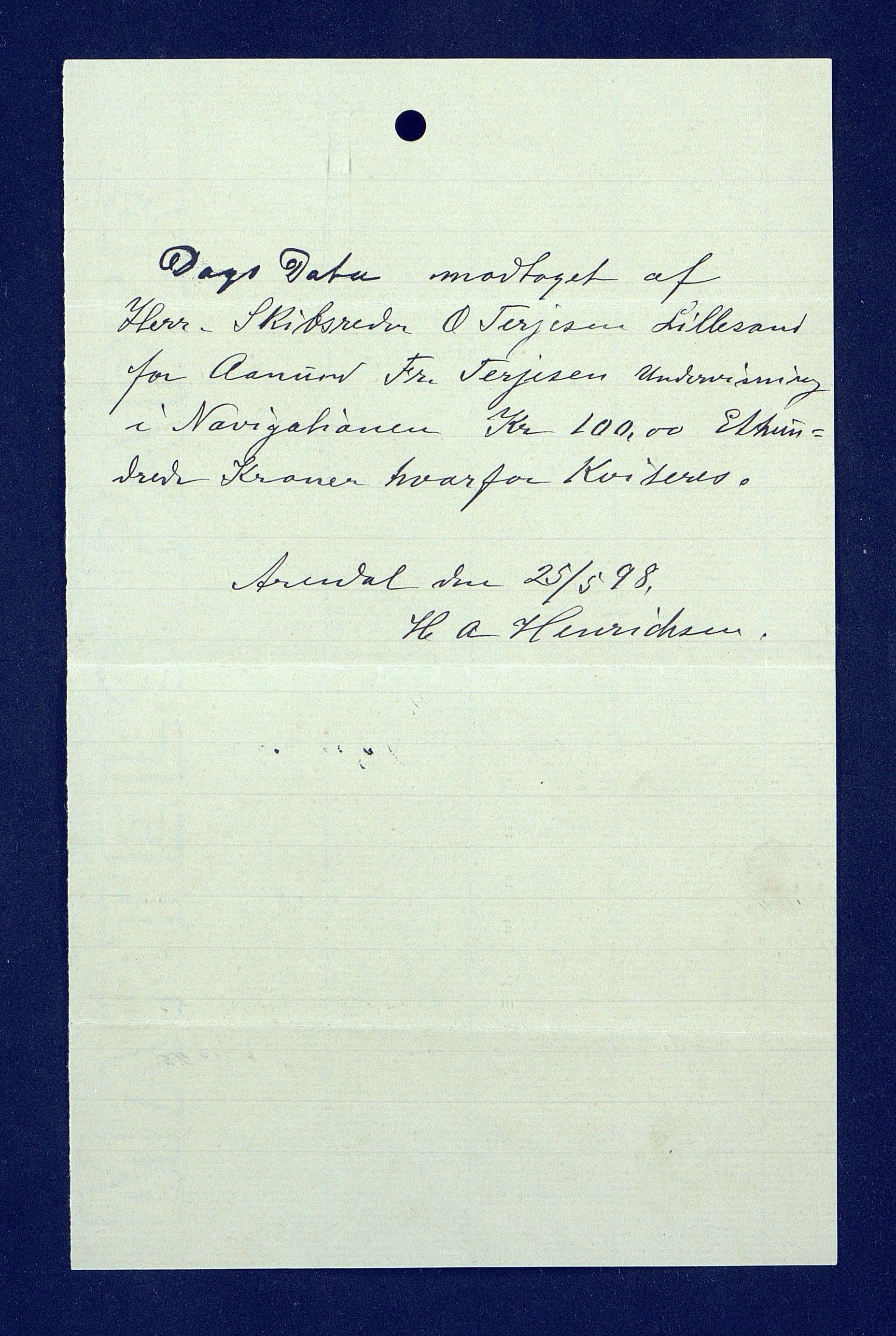 O. Terjesens rederi, AAKS/PA-2525/R/R02/L0001: Regnskapsbilag, 1884-1898