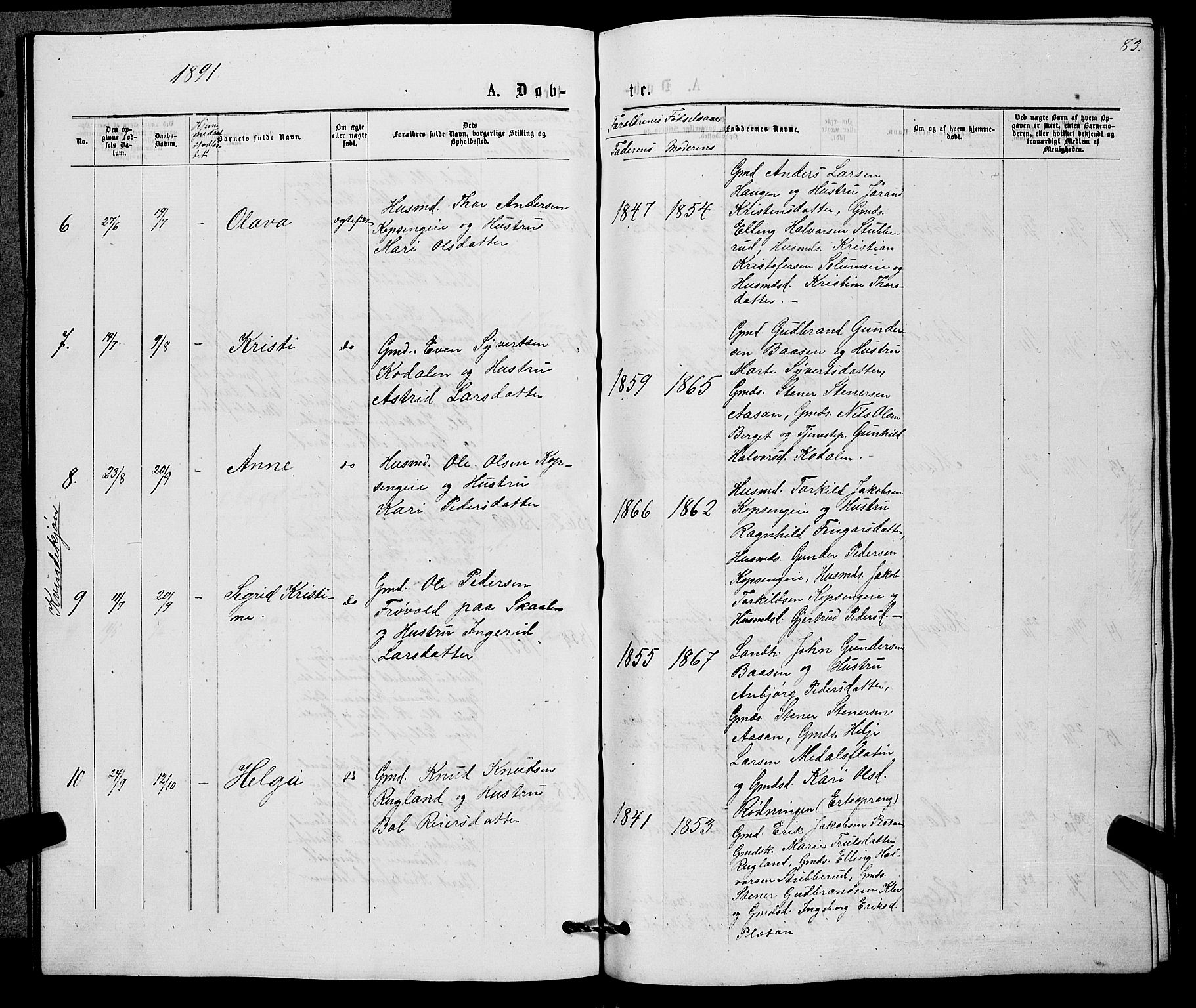 Sigdal kirkebøker, AV/SAKO-A-245/G/Gb/L0002: Parish register (copy) no. II 2, 1875-1900, p. 83