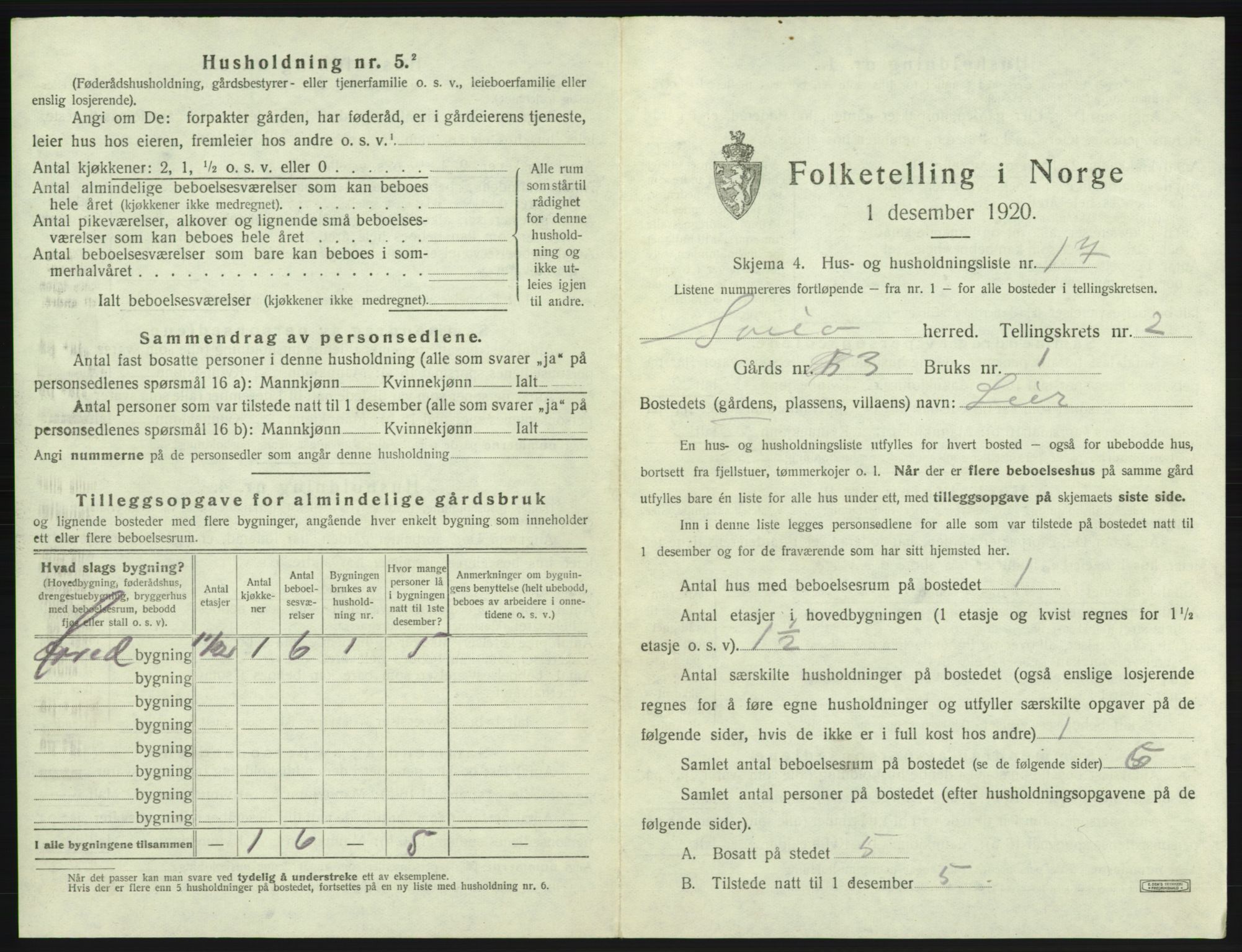 SAB, 1920 census for Sveio, 1920, p. 149