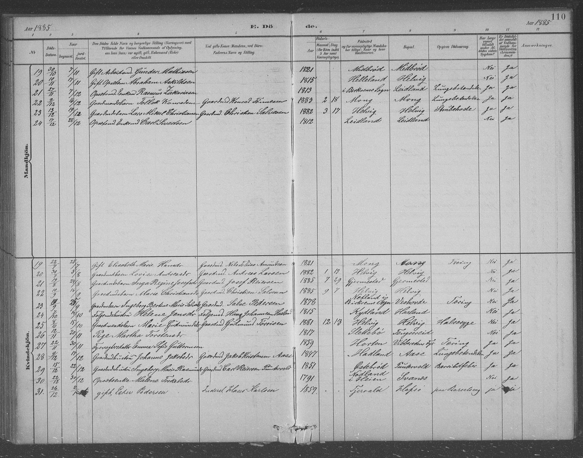 Eigersund sokneprestkontor, AV/SAST-A-101807/S09/L0007: Parish register (copy) no. B 7, 1882-1892, p. 110