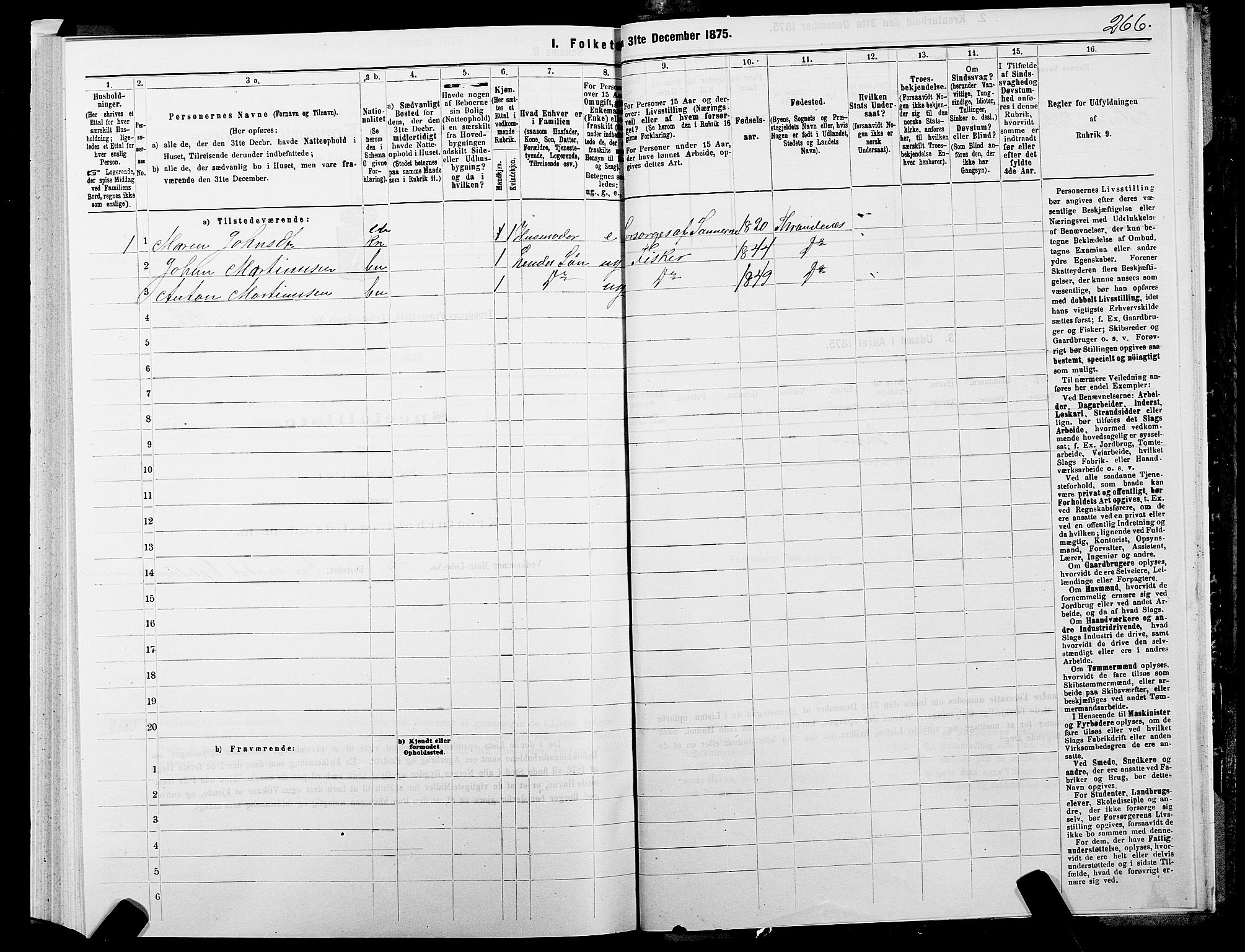 SATØ, 1875 census for 1914P Trondenes, 1875, p. 3266