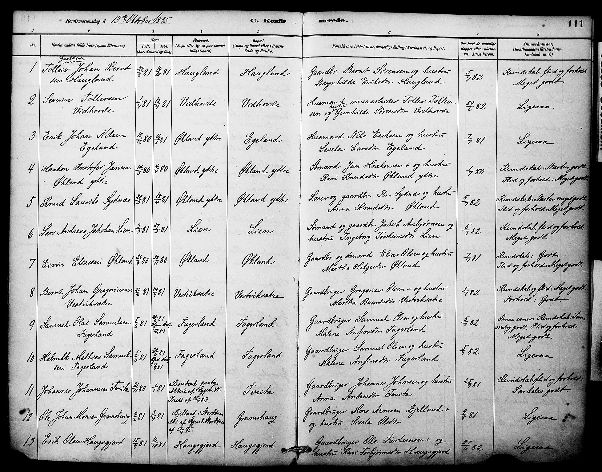 Sveio Sokneprestembete, SAB/A-78501/H/Haa: Parish register (official) no. C 2, 1881-1899, p. 111