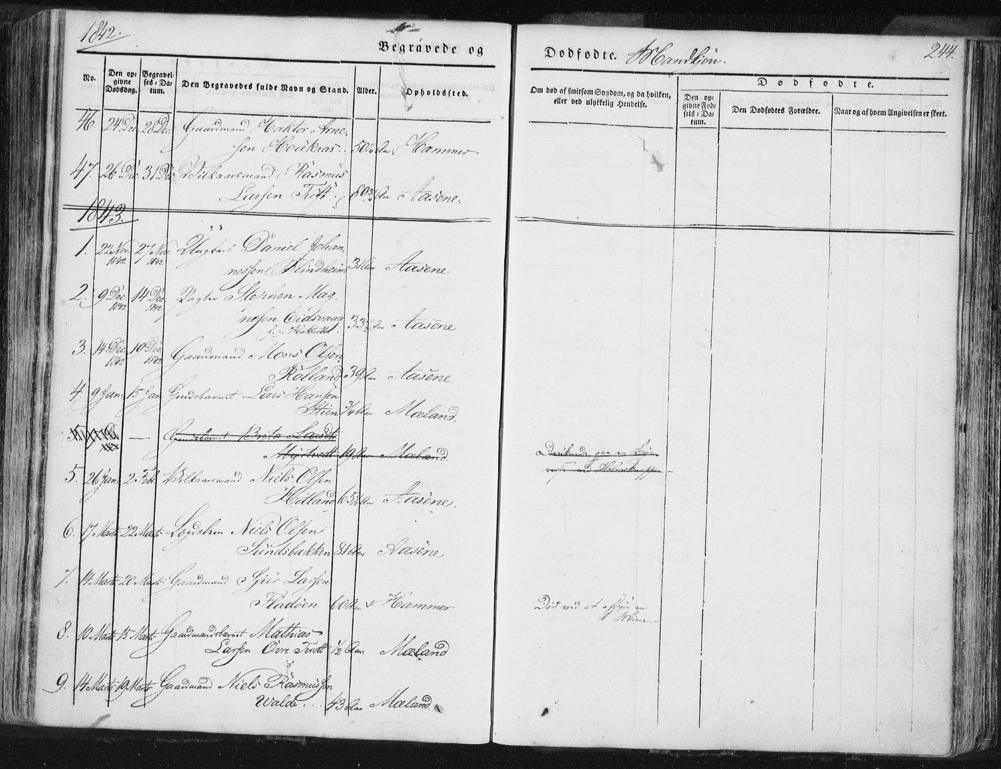 Hamre sokneprestembete, SAB/A-75501/H/Ha/Haa/Haaa/L0012: Parish register (official) no. A 12, 1834-1845, p. 244