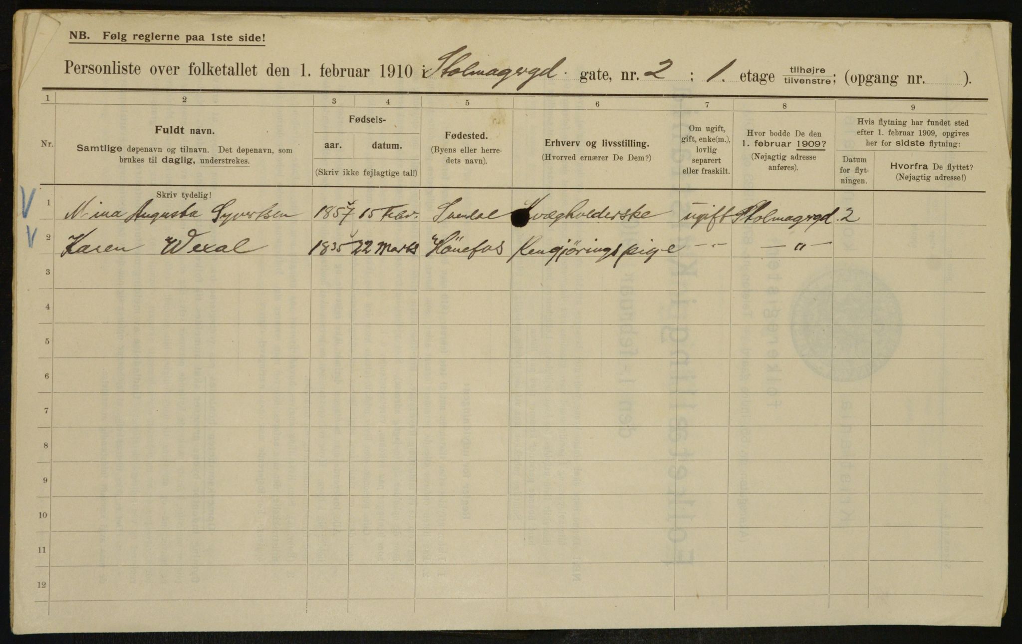 OBA, Municipal Census 1910 for Kristiania, 1910, p. 97475