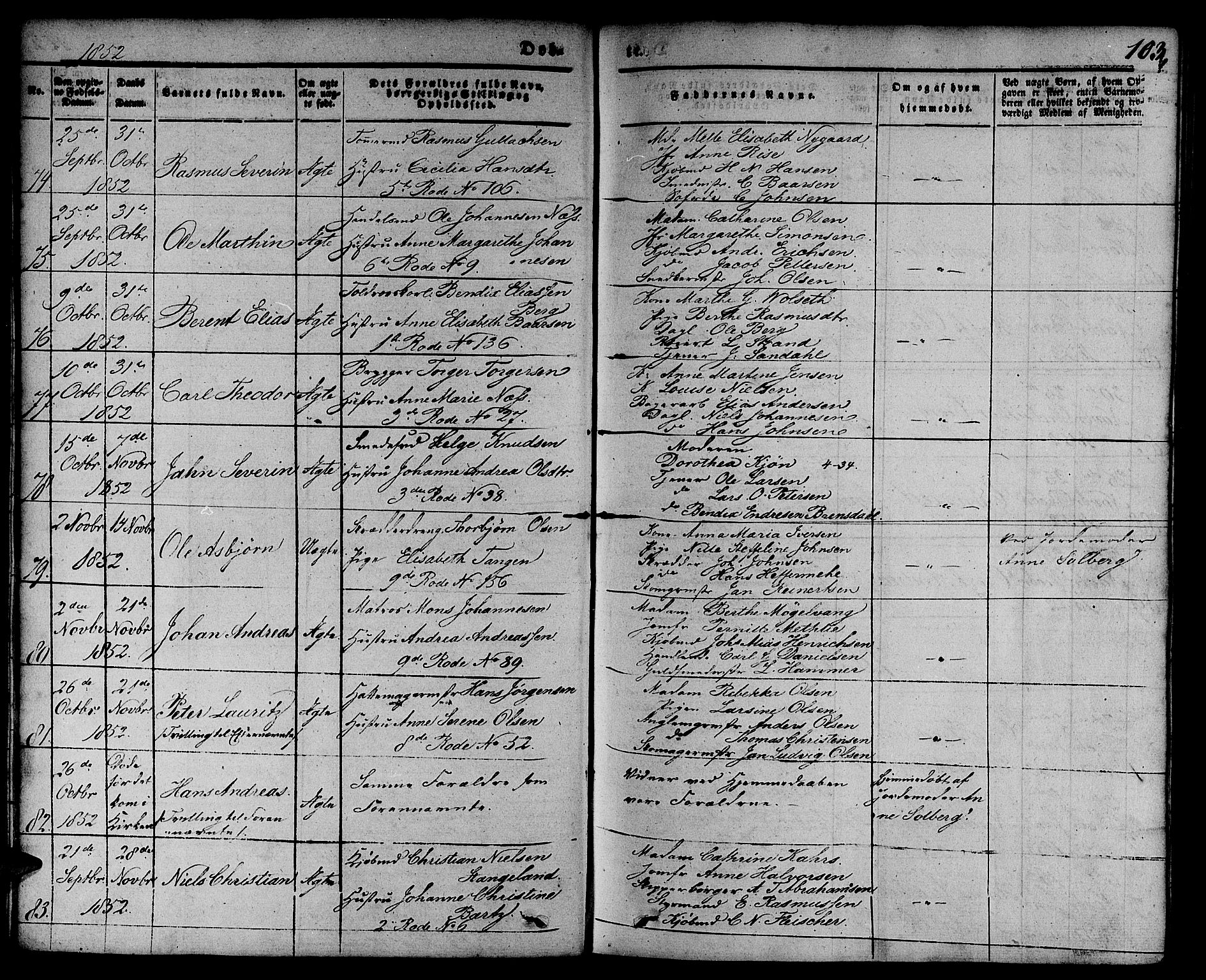 Nykirken Sokneprestembete, AV/SAB-A-77101/H/Hab: Parish register (copy) no. B 1, 1842-1858, p. 103