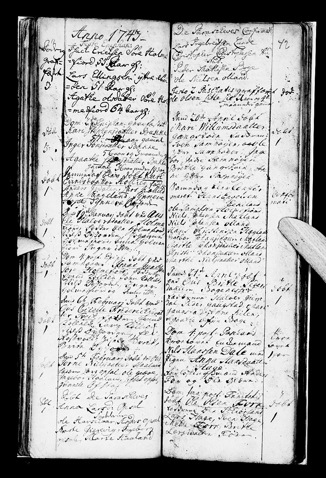 Os sokneprestembete, SAB/A-99929: Parish register (official) no. A 7, 1723-1760, p. 42