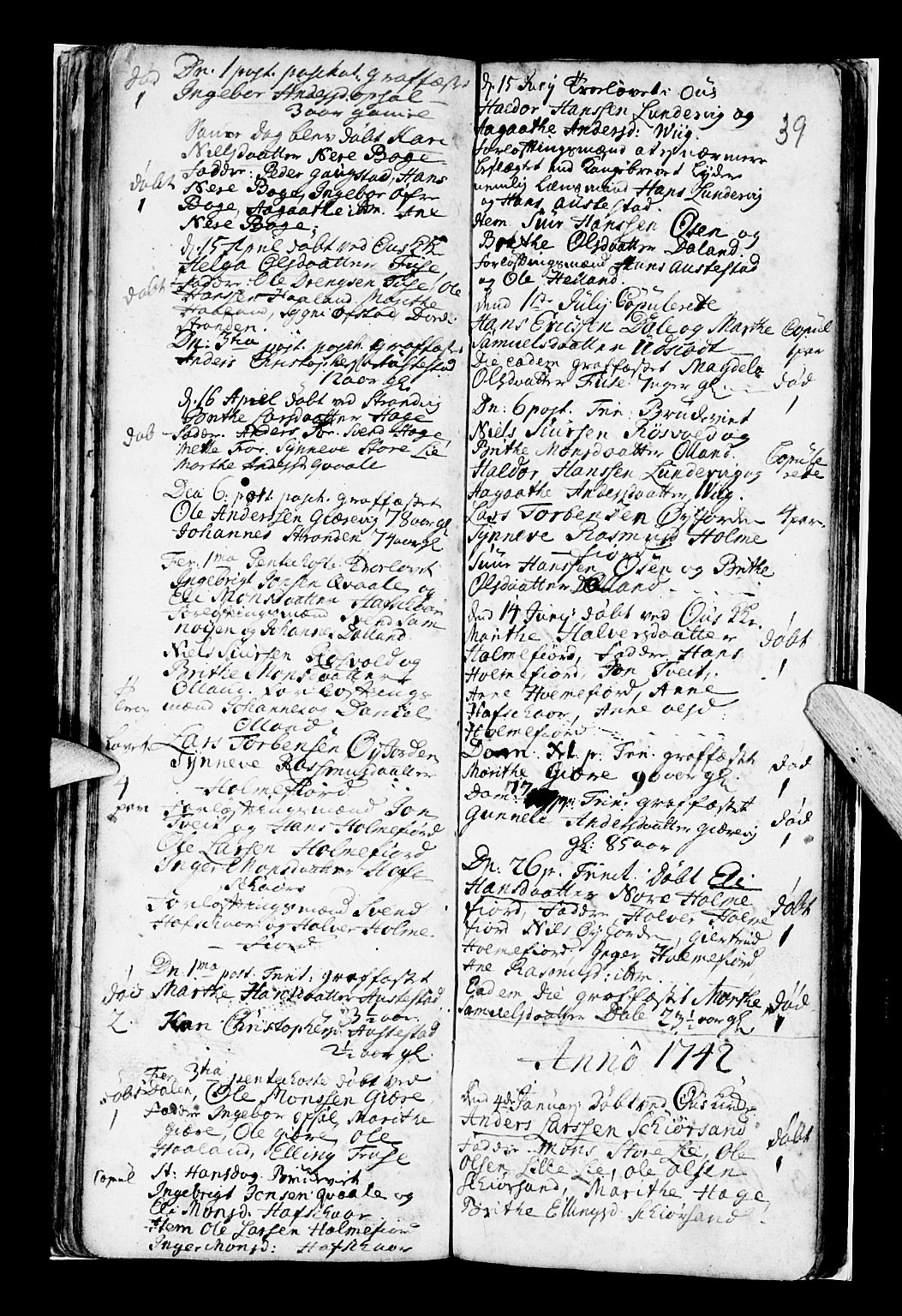 Os sokneprestembete, SAB/A-99929: Parish register (official) no. A 7, 1723-1760, p. 39