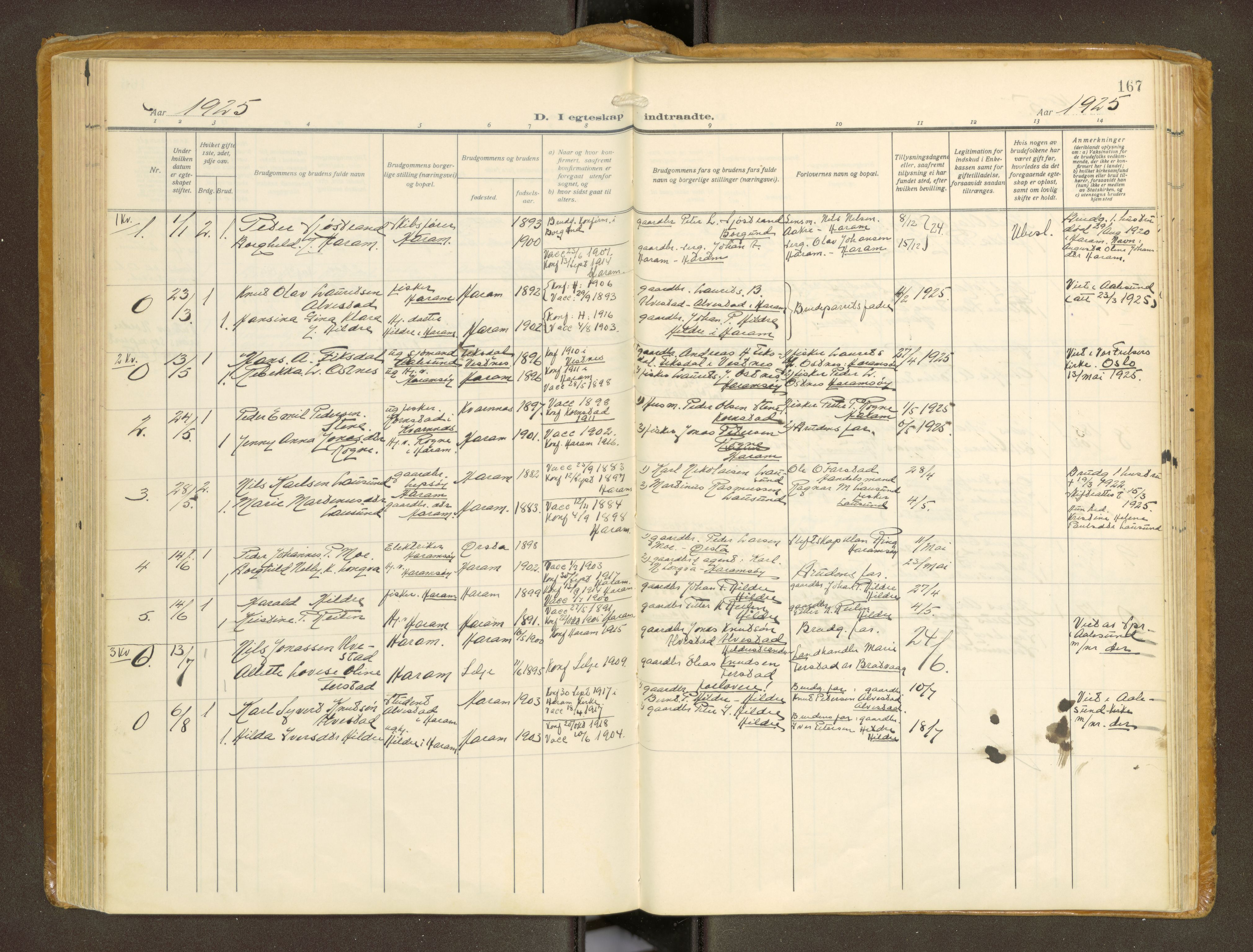 Ministerialprotokoller, klokkerbøker og fødselsregistre - Møre og Romsdal, AV/SAT-A-1454/536/L0518: Parish register (official) no. 536A--, 1914-1931, p. 167