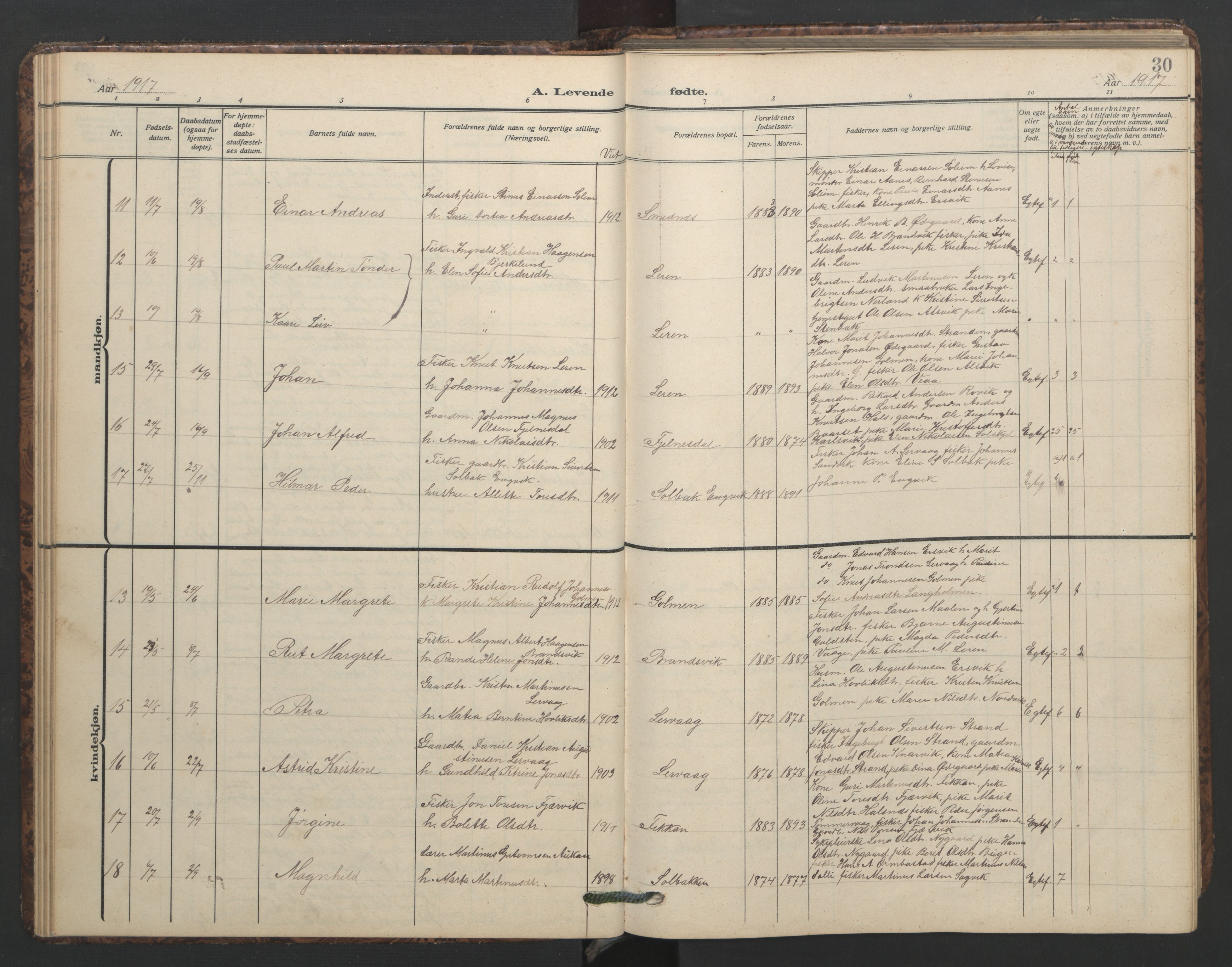 Ministerialprotokoller, klokkerbøker og fødselsregistre - Møre og Romsdal, AV/SAT-A-1454/577/L0897: Parish register (copy) no. 577C01, 1909-1946, p. 30