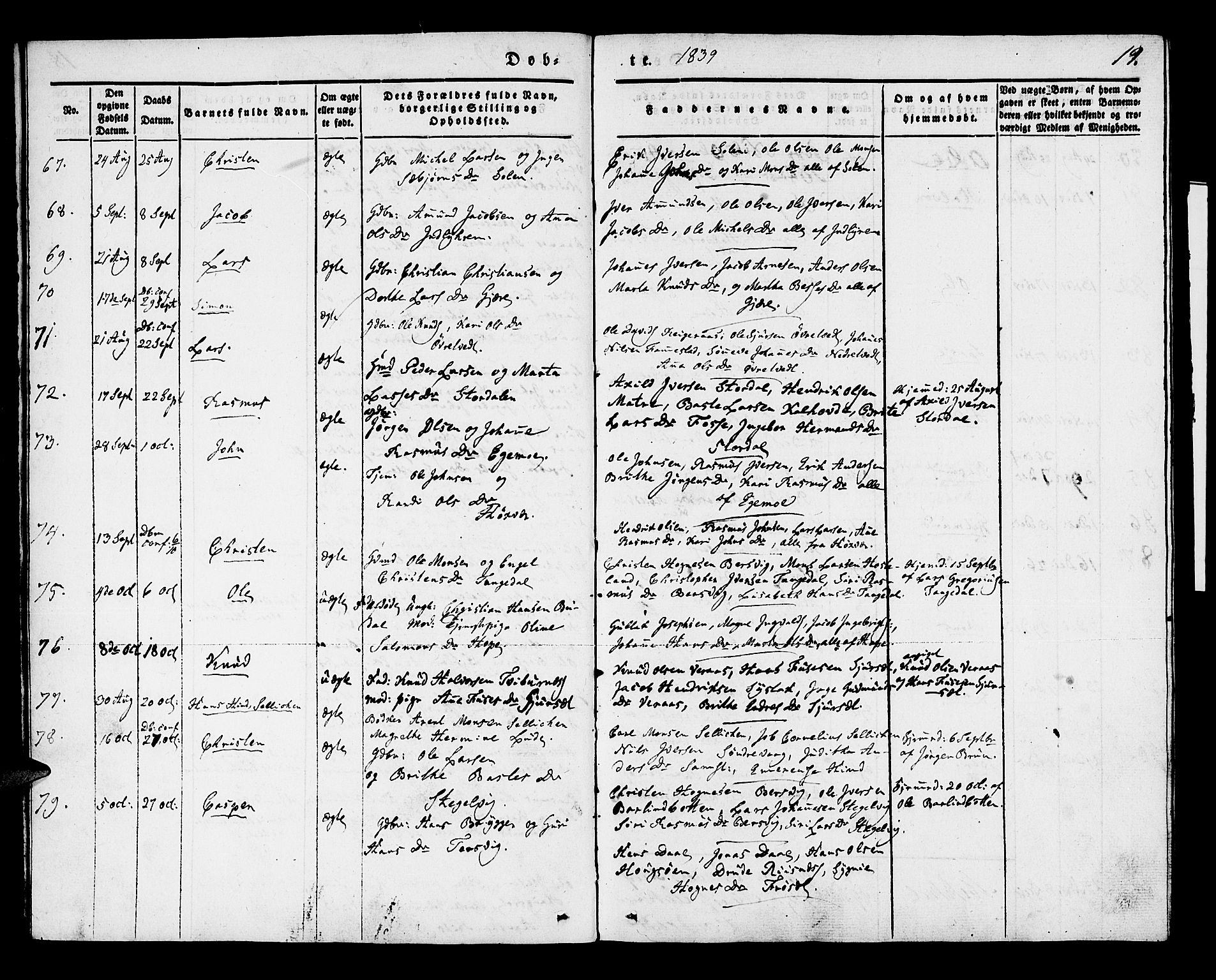 Lindås Sokneprestembete, SAB/A-76701/H/Haa: Parish register (official) no. A 9, 1835-1841, p. 19
