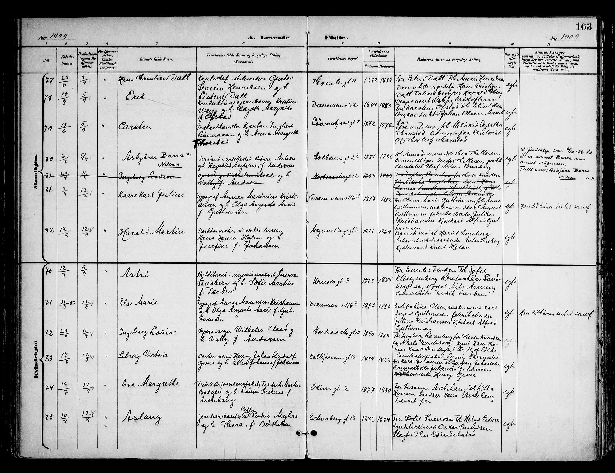 Frogner prestekontor Kirkebøker, AV/SAO-A-10886/F/Fa/L0002: Parish register (official) no. 2, 1897-1917, p. 163